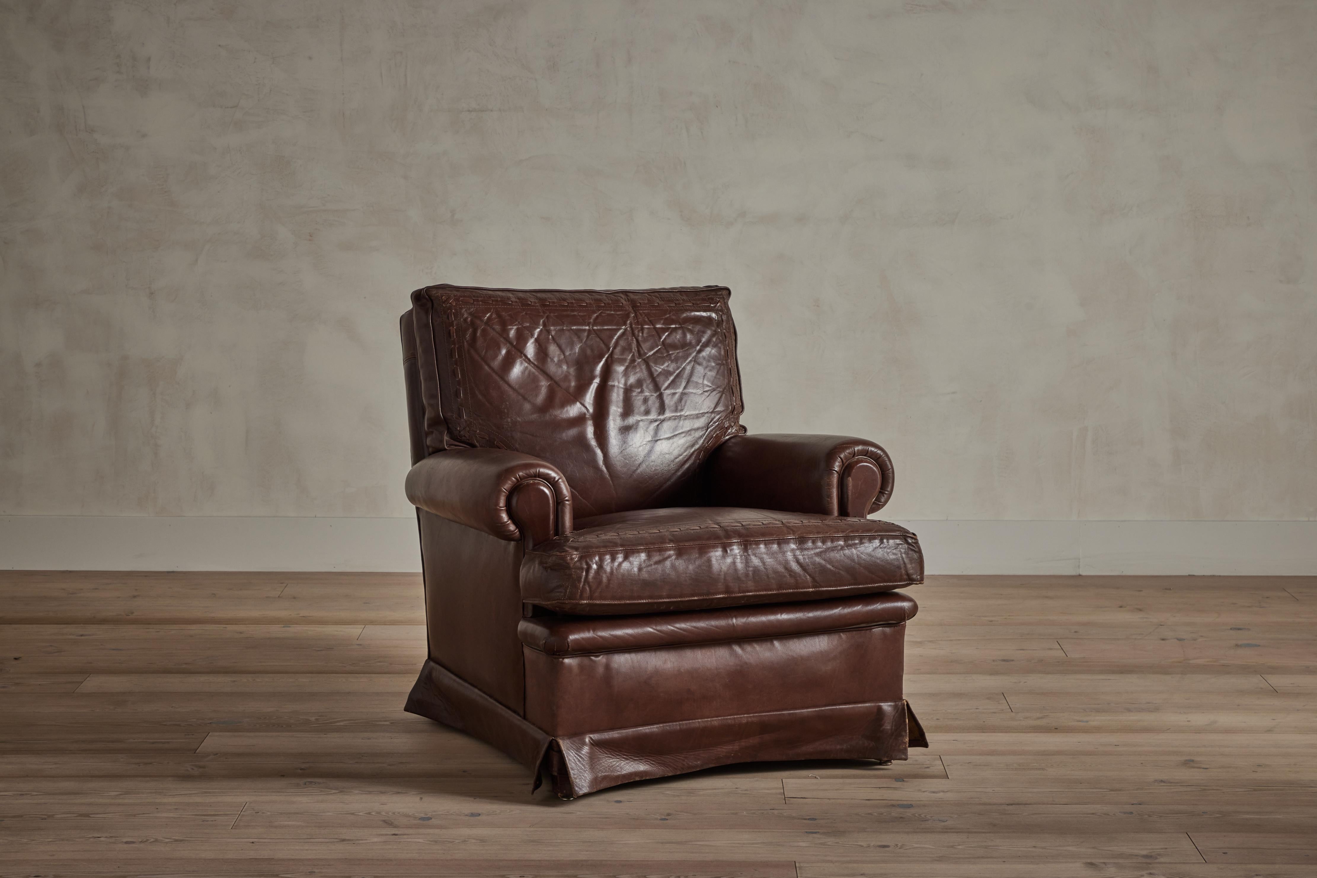 Pair of Belgian Leather Armchairs For Sale at 1stDibs