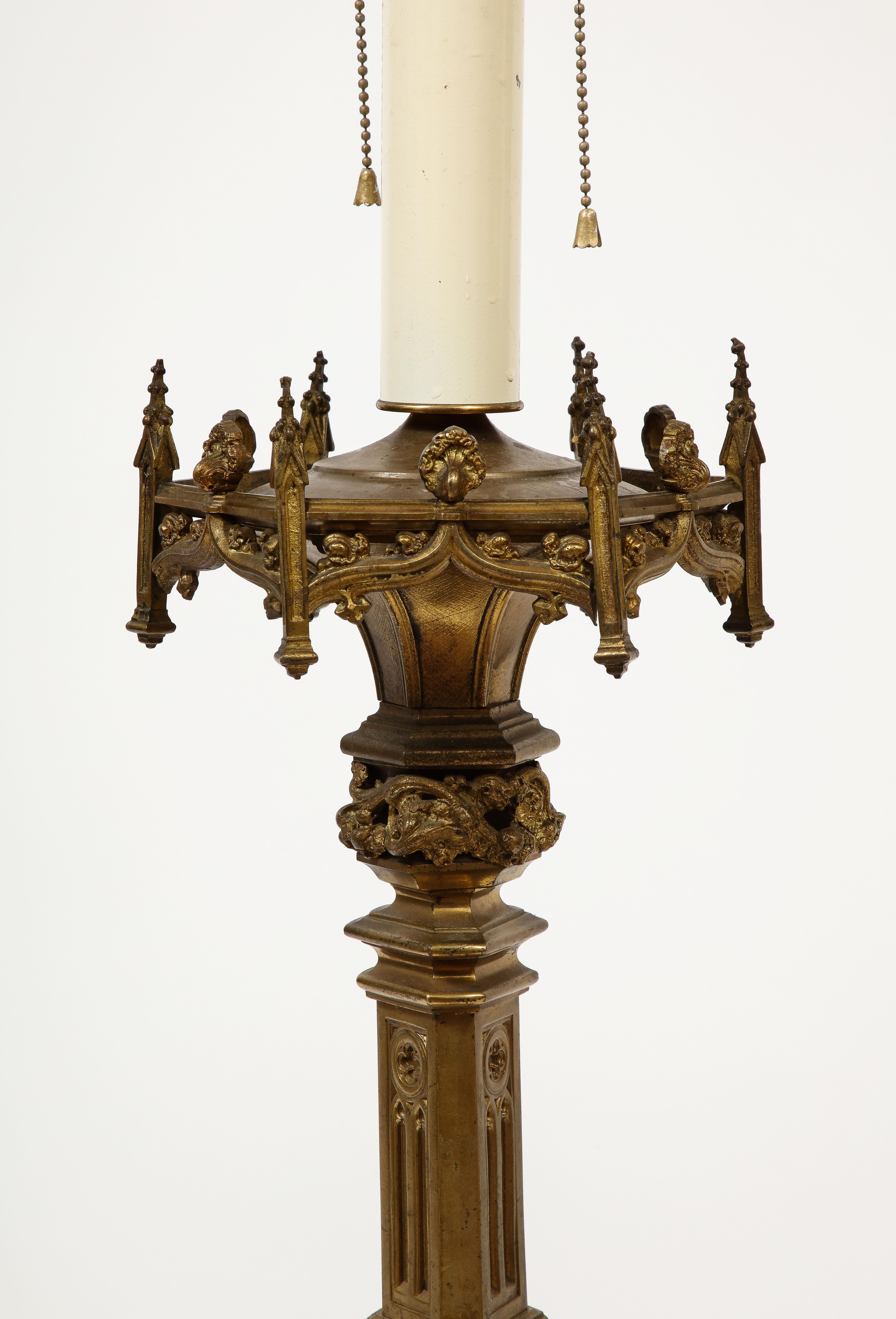 Pair of Belgian Rococo Style Gilt Table Lamps 6