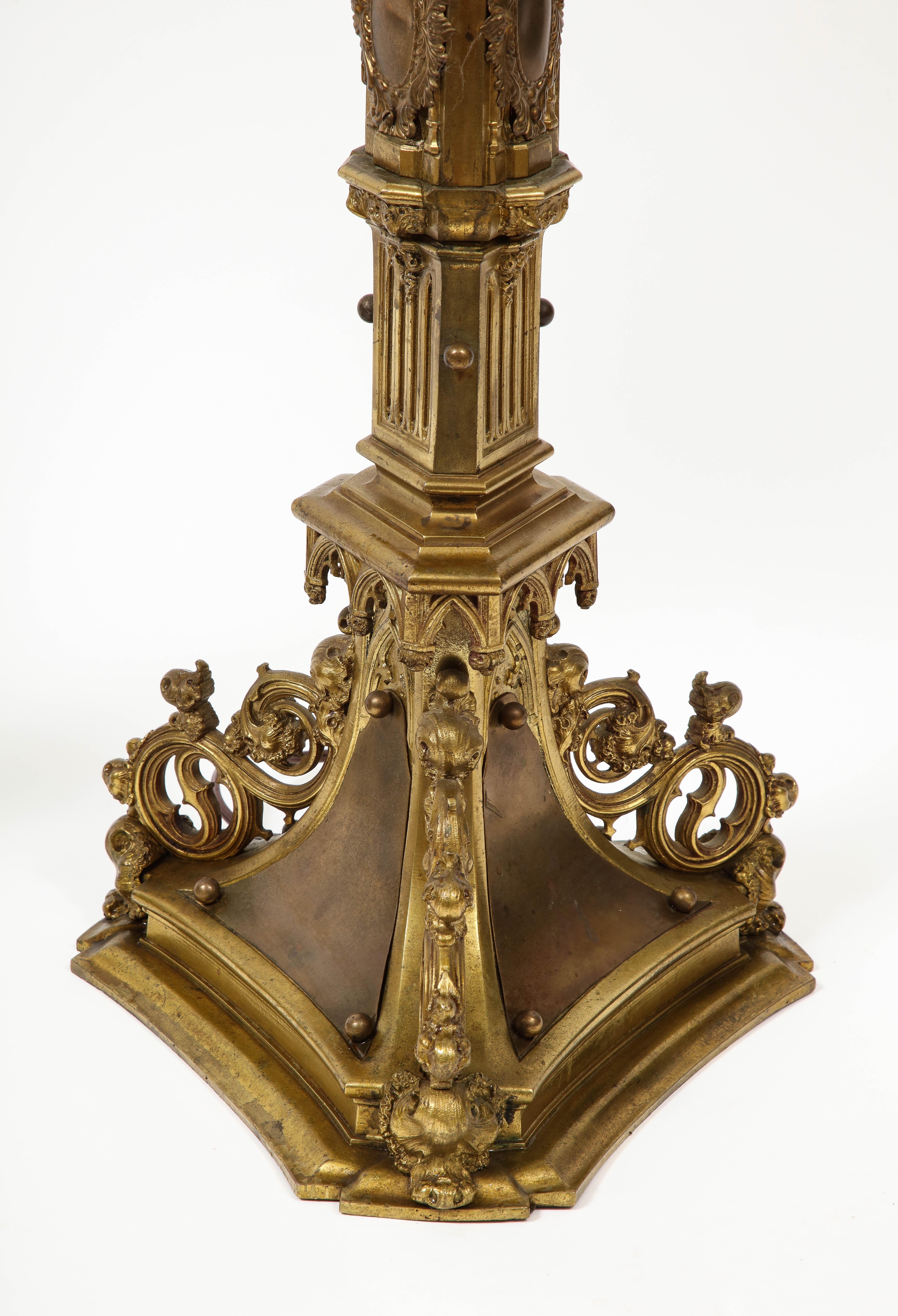Pair of Belgian Rococo Style Gilt Table Lamps 12