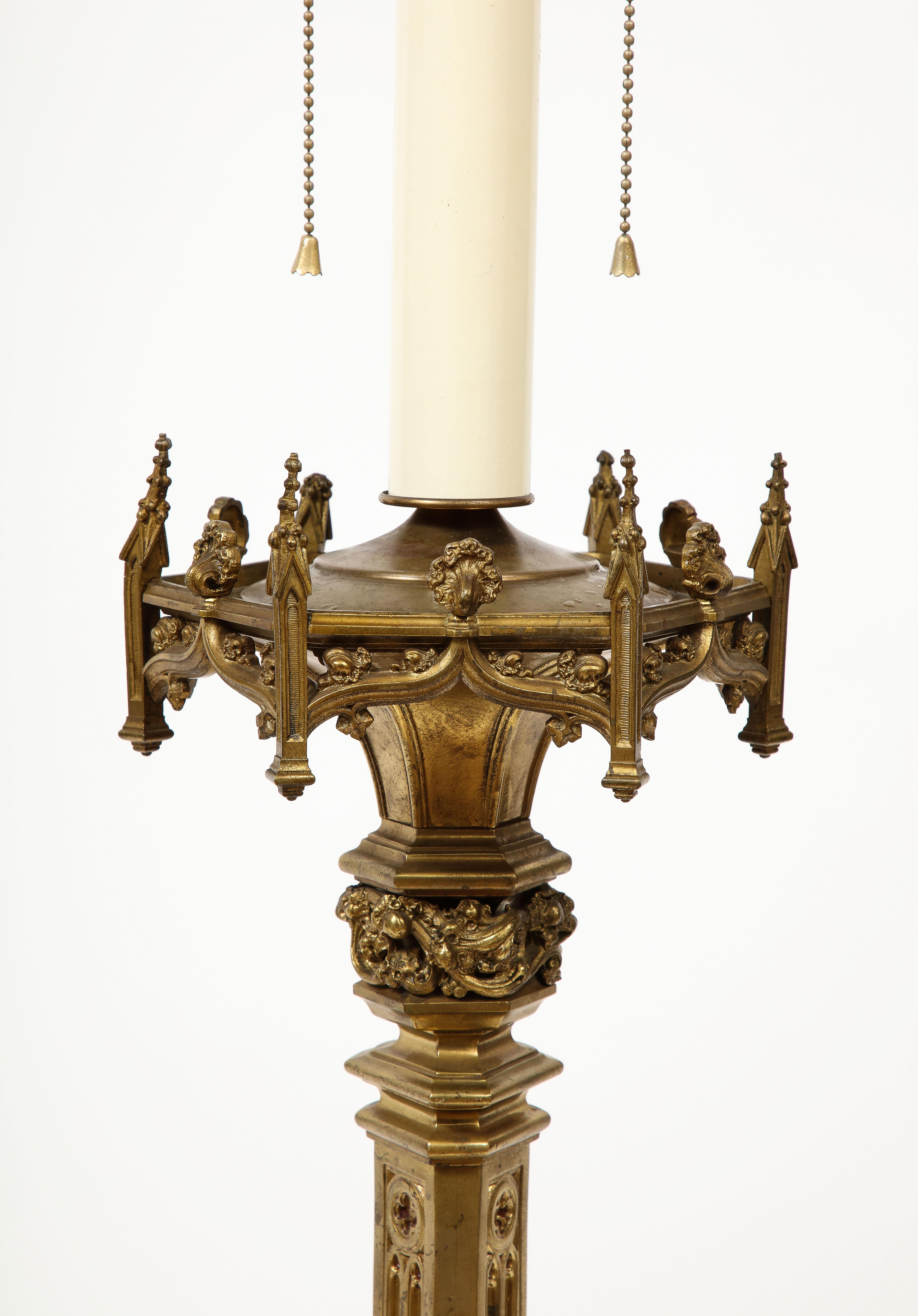 Pair of Belgian Rococo Style Gilt Table Lamps 4