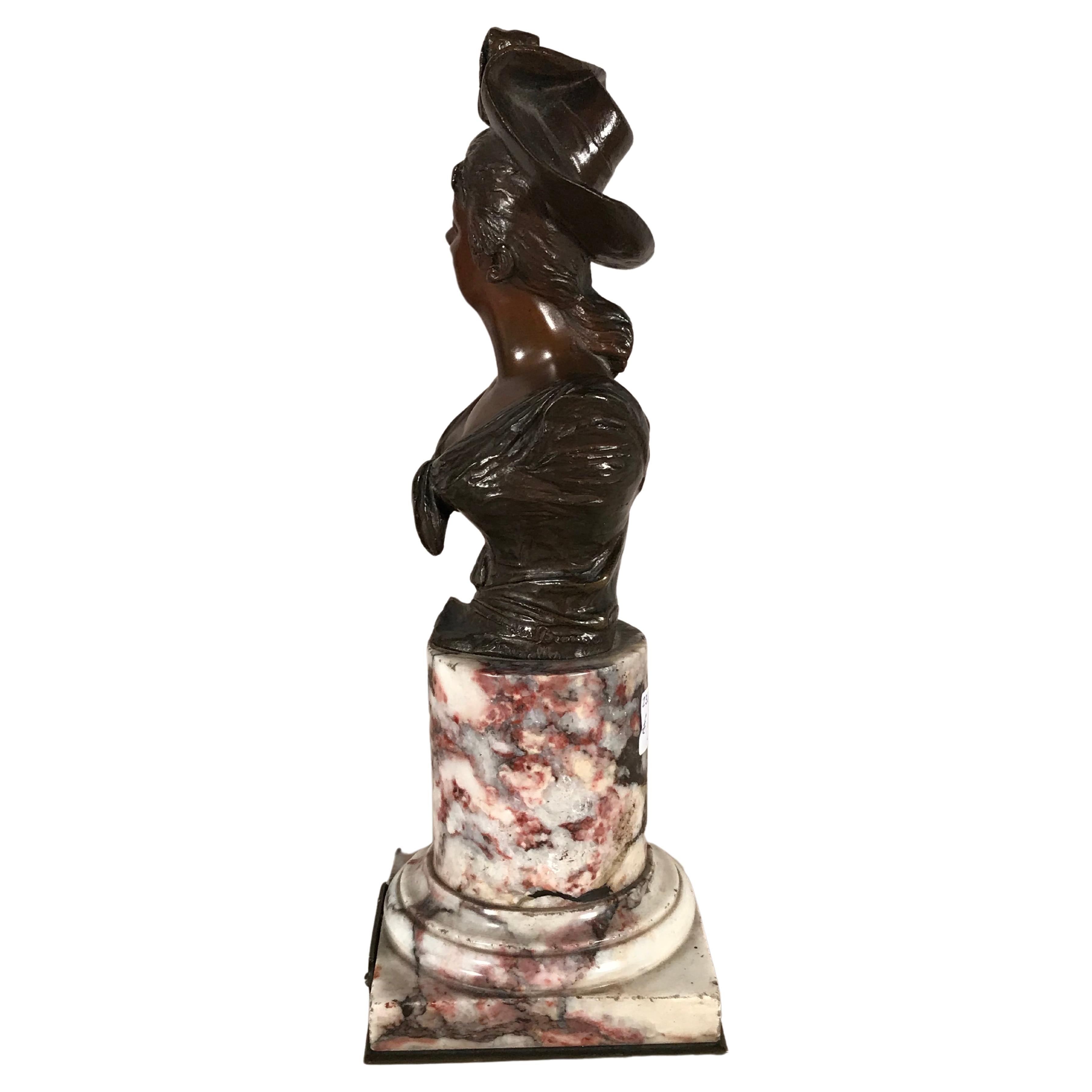 Belgian Pair of Belgium Bronze Busts by Georges Van Der Straaten For Sale