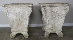 Pair of Belgium Cement Planters with Grapes, 1920s