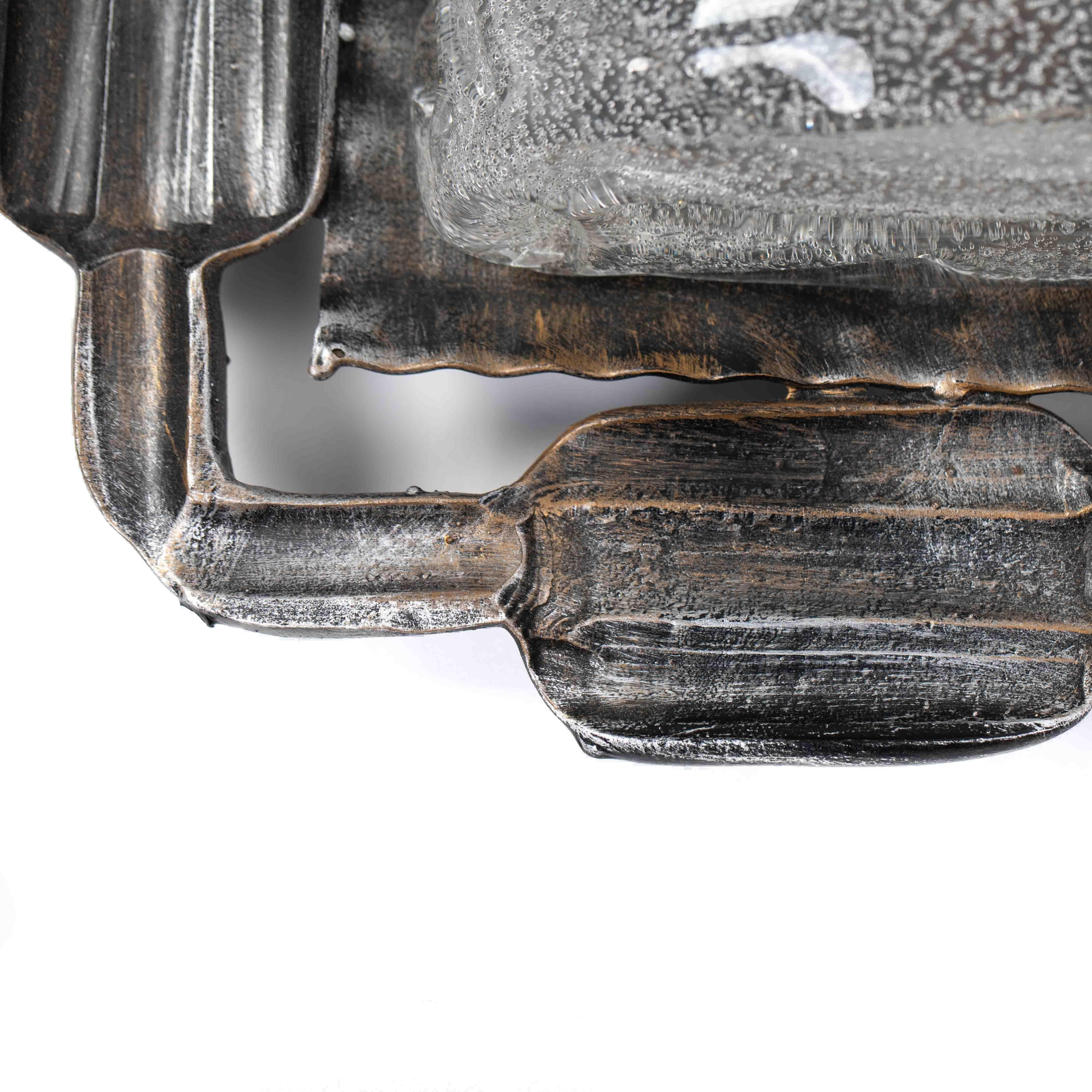 Pareja de apliques de hierro y cristal de Murano del Brutalismo belga de mediados de siglo, años 60 en venta 4