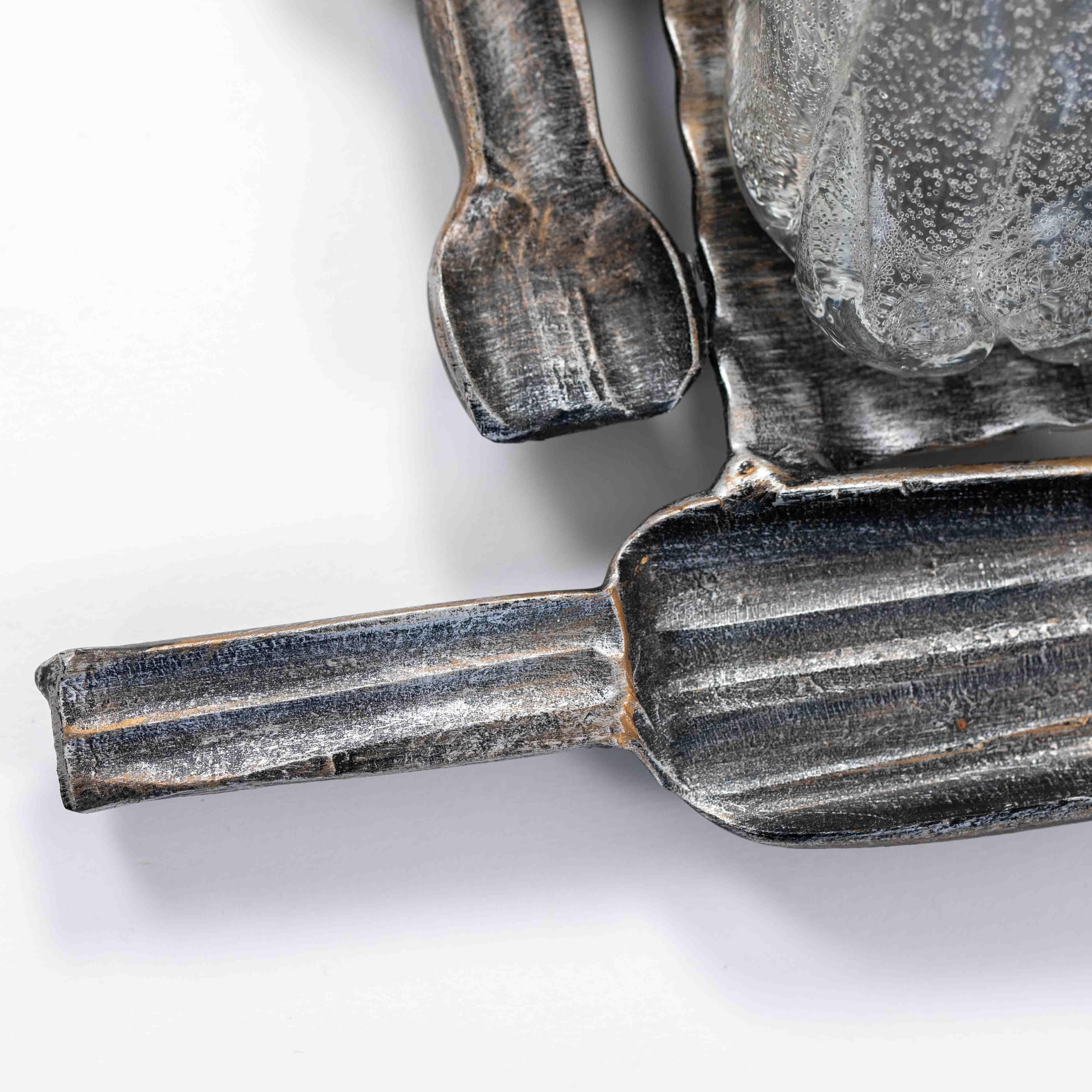 Pareja de apliques de hierro y cristal de Murano del Brutalismo belga de mediados de siglo, años 60 Hierro en venta