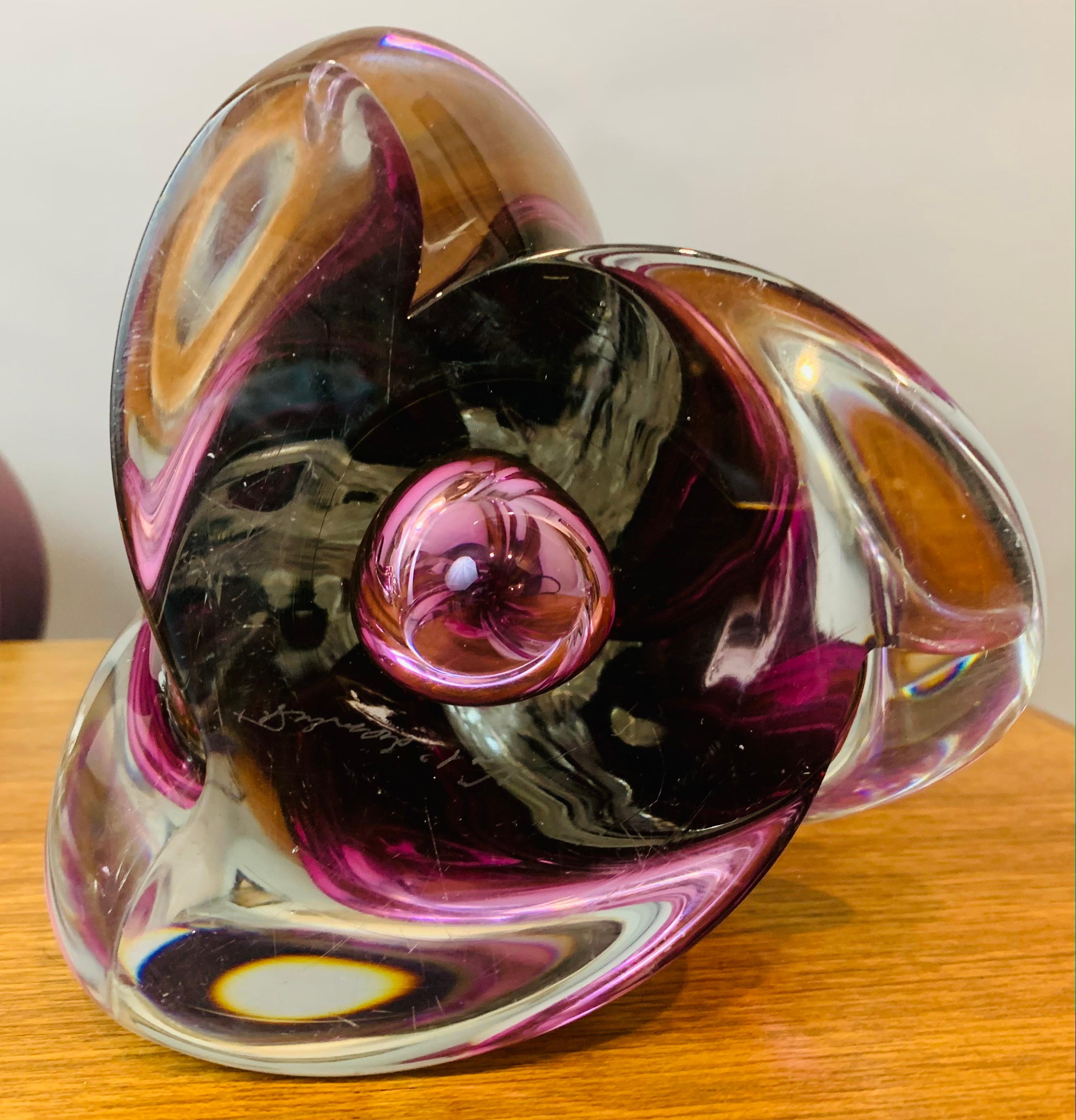 Pair of Belgium Val Saint Lambert Purple & Clear Crystal Glass Table Lamps 11