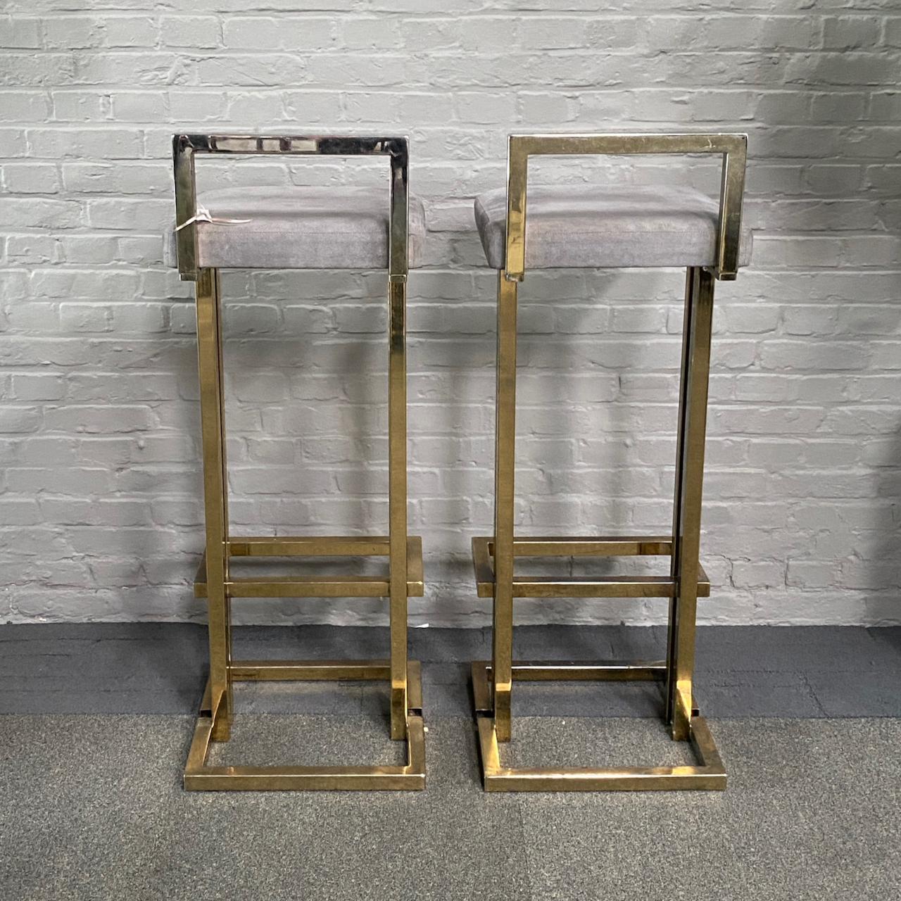 Pair of Belgo Chrom gold-plated bar stools - 1980's 4