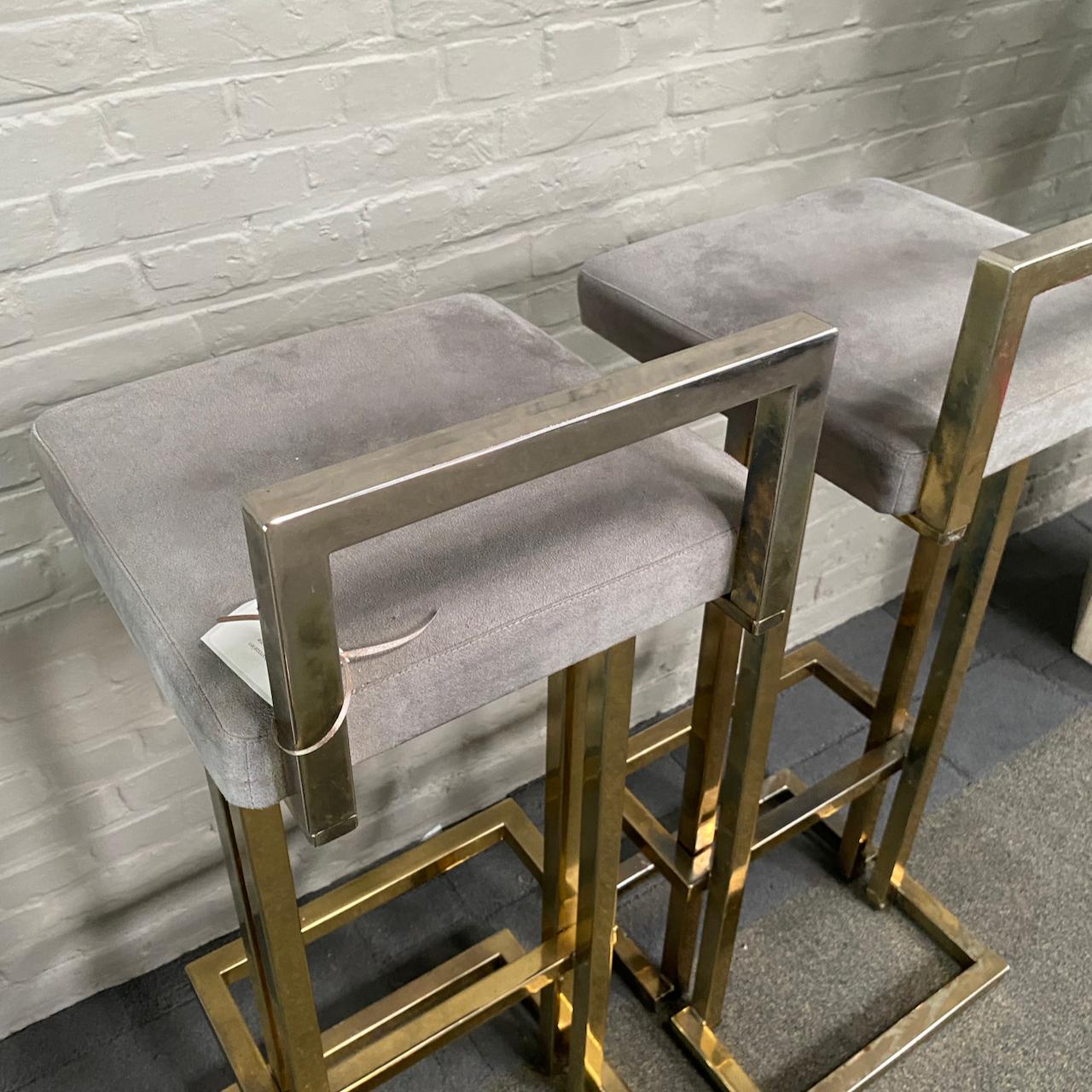 Pair of Belgo Chrom gold-plated bar stools - 1980's 6