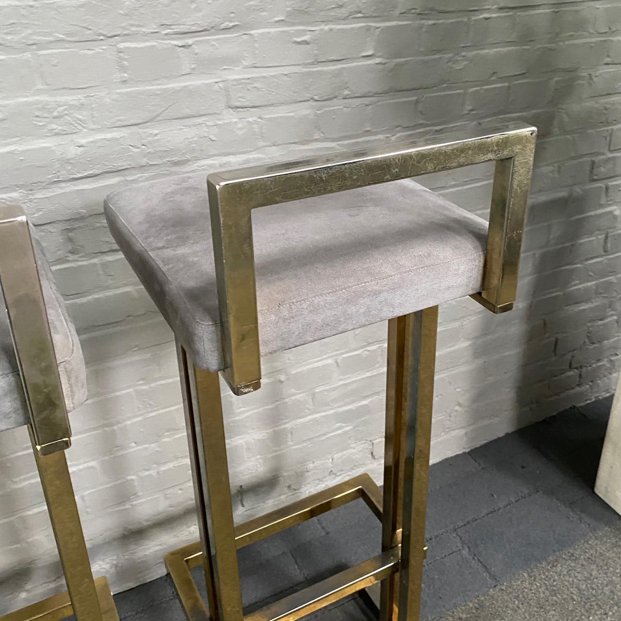 Pair of Belgo Chrom gold-plated bar stools - 1980's 7