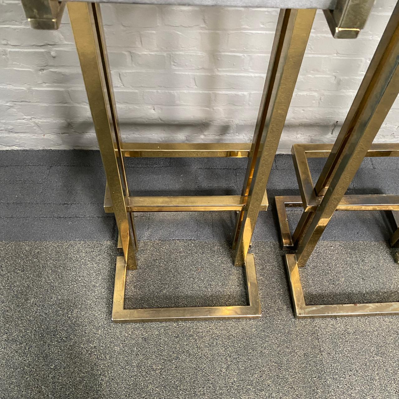 Pair of Belgo Chrom gold-plated bar stools - 1980's 10