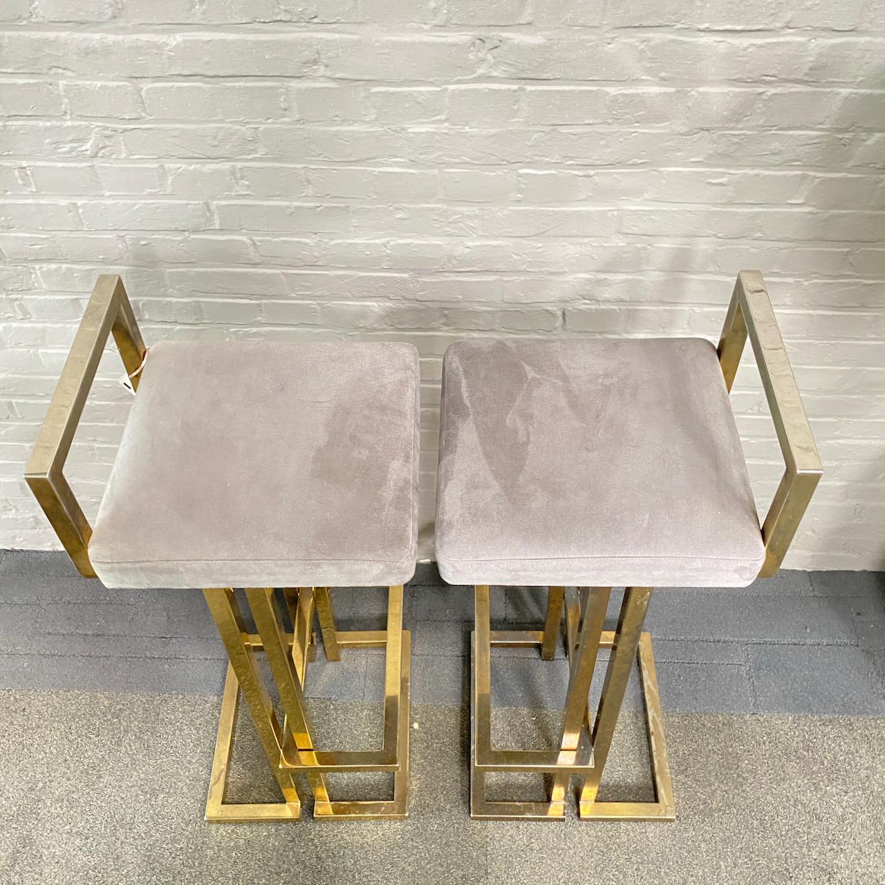 Pair of Belgo Chrom gold-plated bar stools - 1980's 11