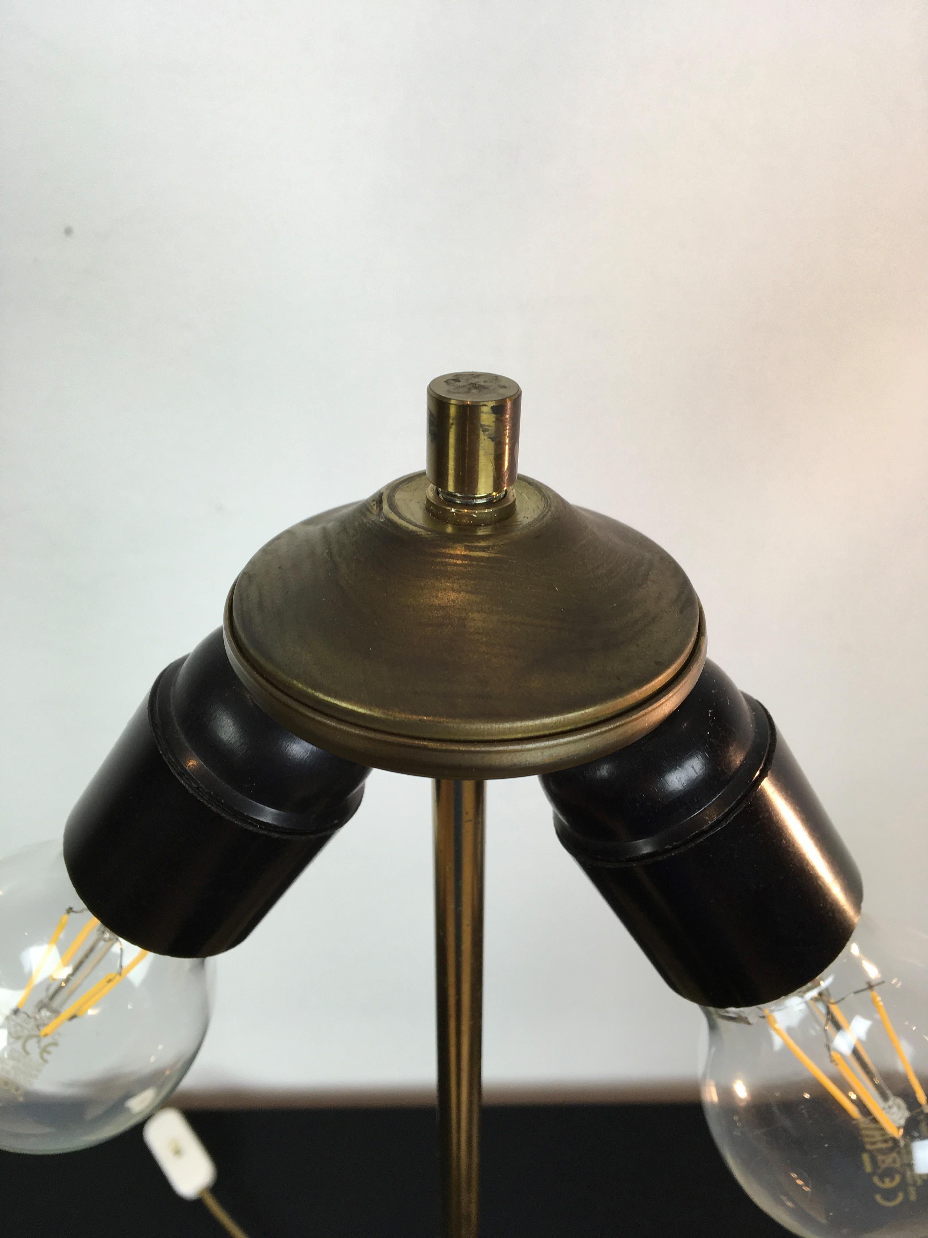 Pair of Lucite and Brass Belgo Chrome Table Lamps, 1970s For Sale 5