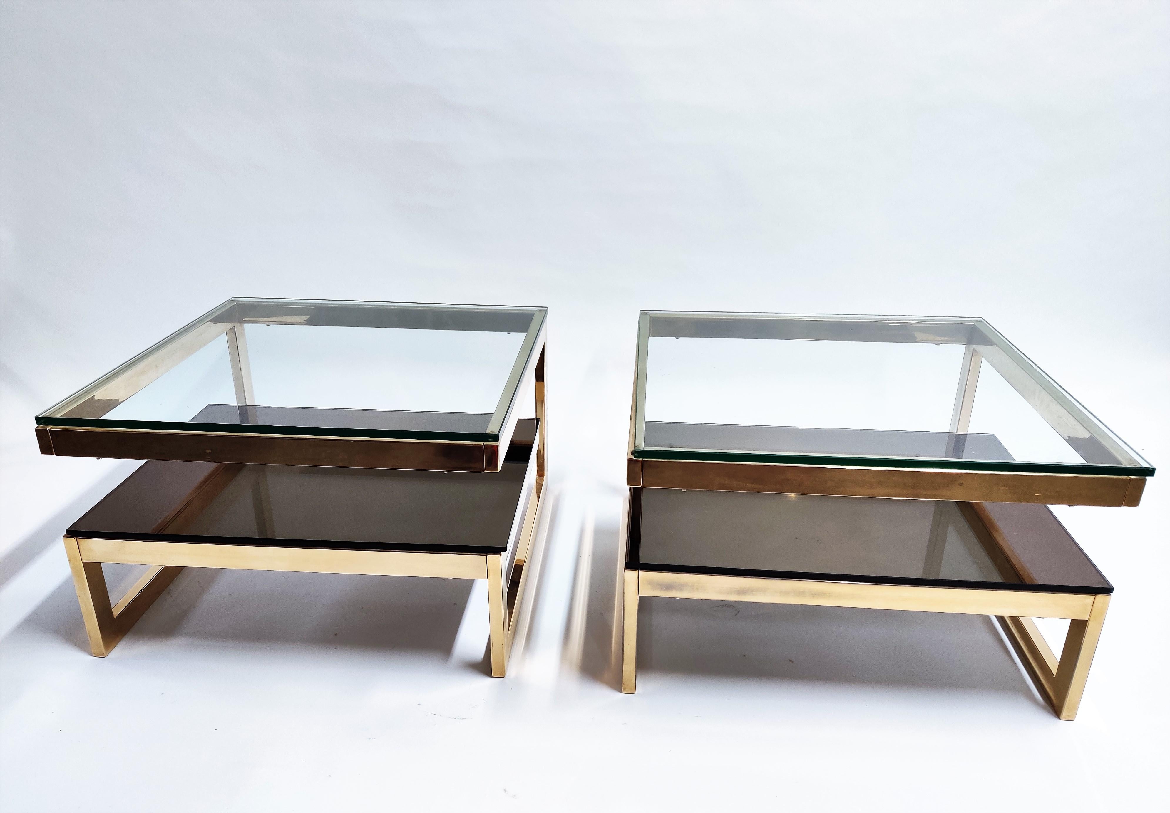 Pair of Belgochrom 23-Karat Coffee Tables, 1970s In Excellent Condition In HEVERLEE, BE