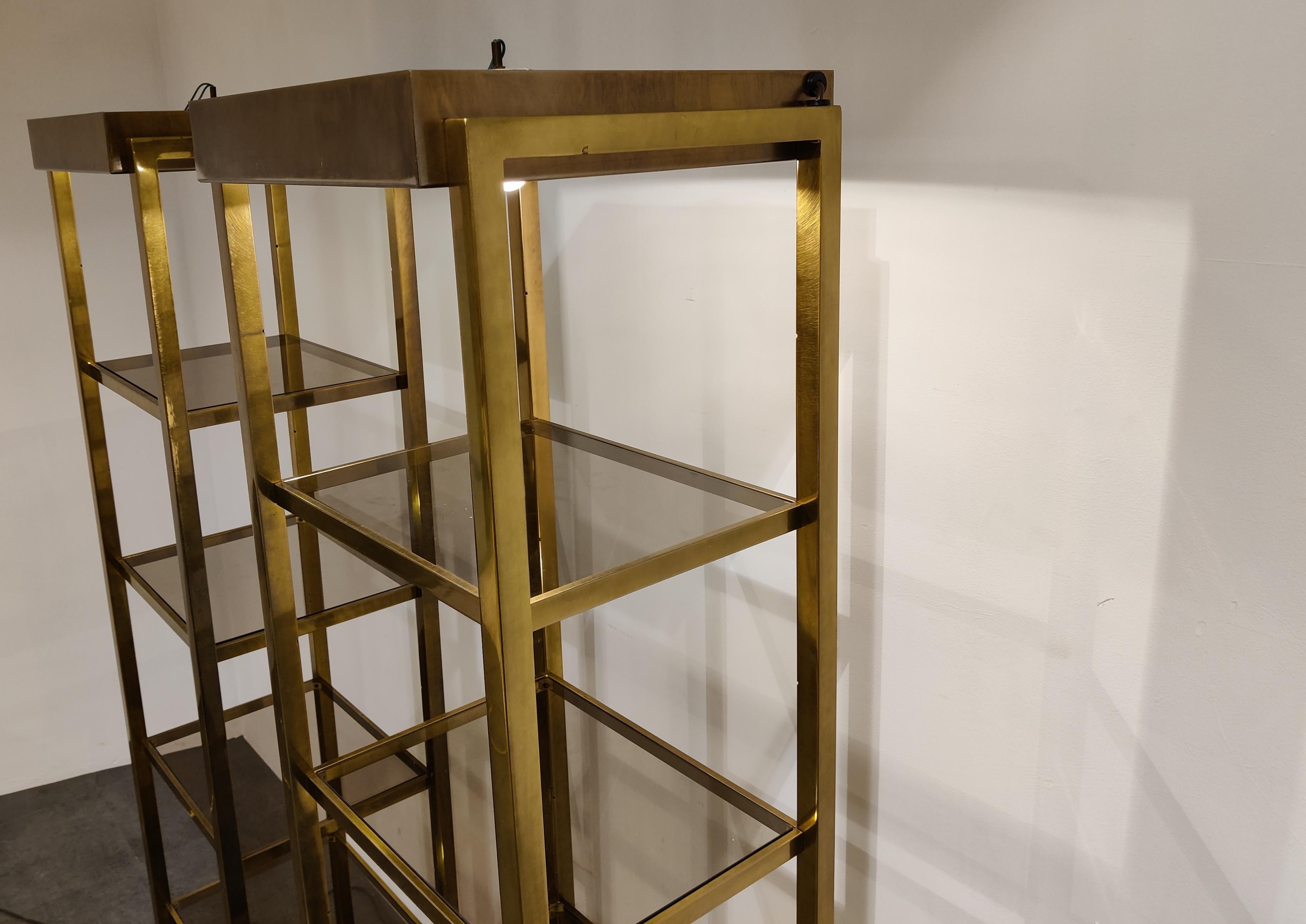 Brass Pair of Belgochrom Wall Units, 1970s