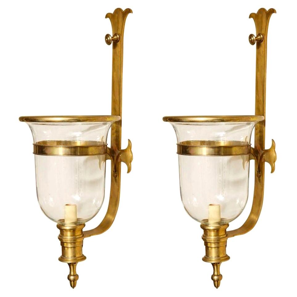 Pair of Bell Jar Brass Sconces by Chapman