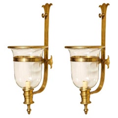 Retro Pair of Bell Jar Brass Sconces by Chapman