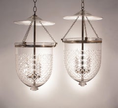 Pair of Bell Jar Lanterns with Diamond Etching