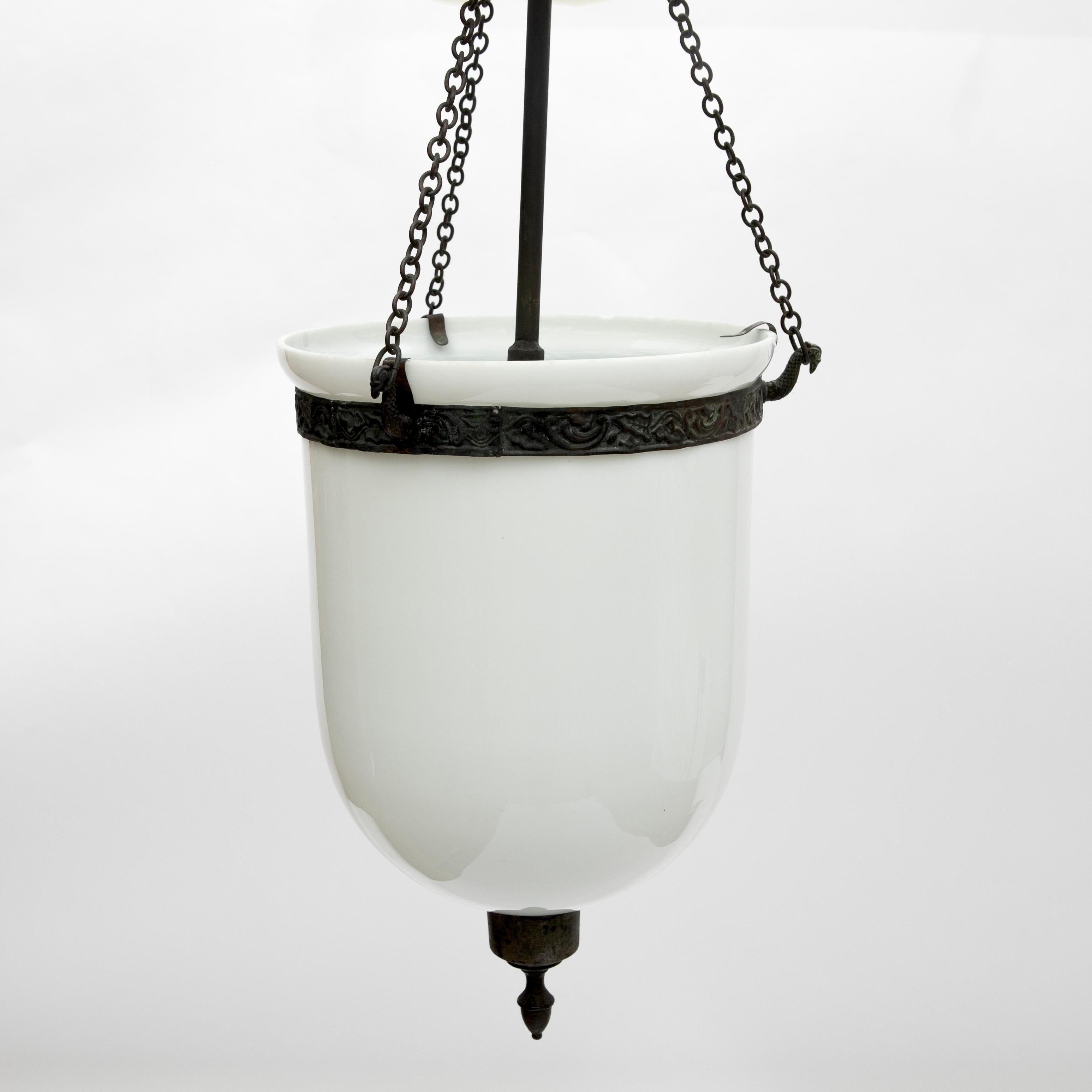 Other Pair of Antique Bell Jar Opaline Glass Lanterns