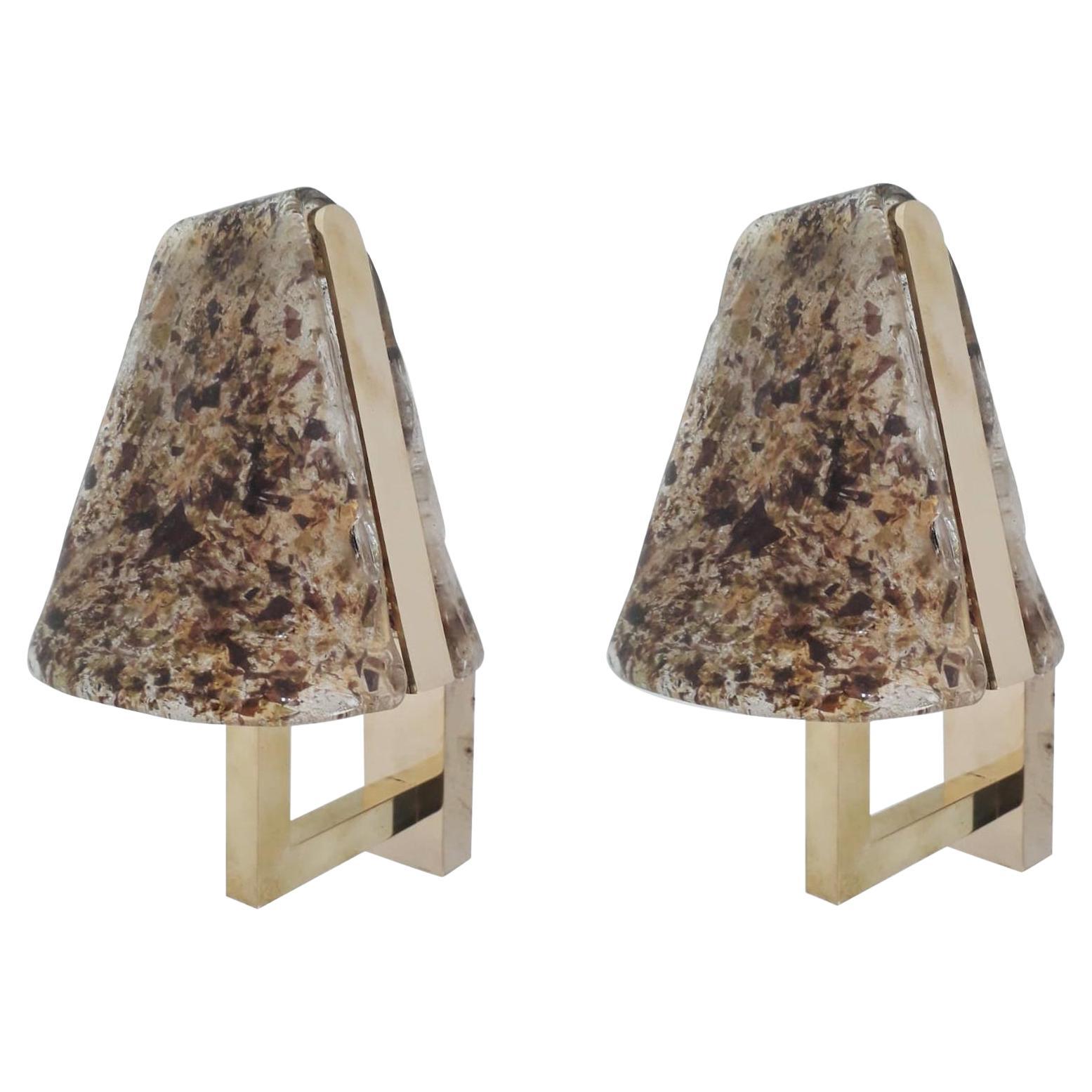 Pair of Bell Shade Sconces by Mazzega - 3 pairs available For Sale