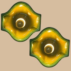 Pair of Bell-shaped Green Ceramic Wall Lights by Hustadt Keramik, Germany, 1970