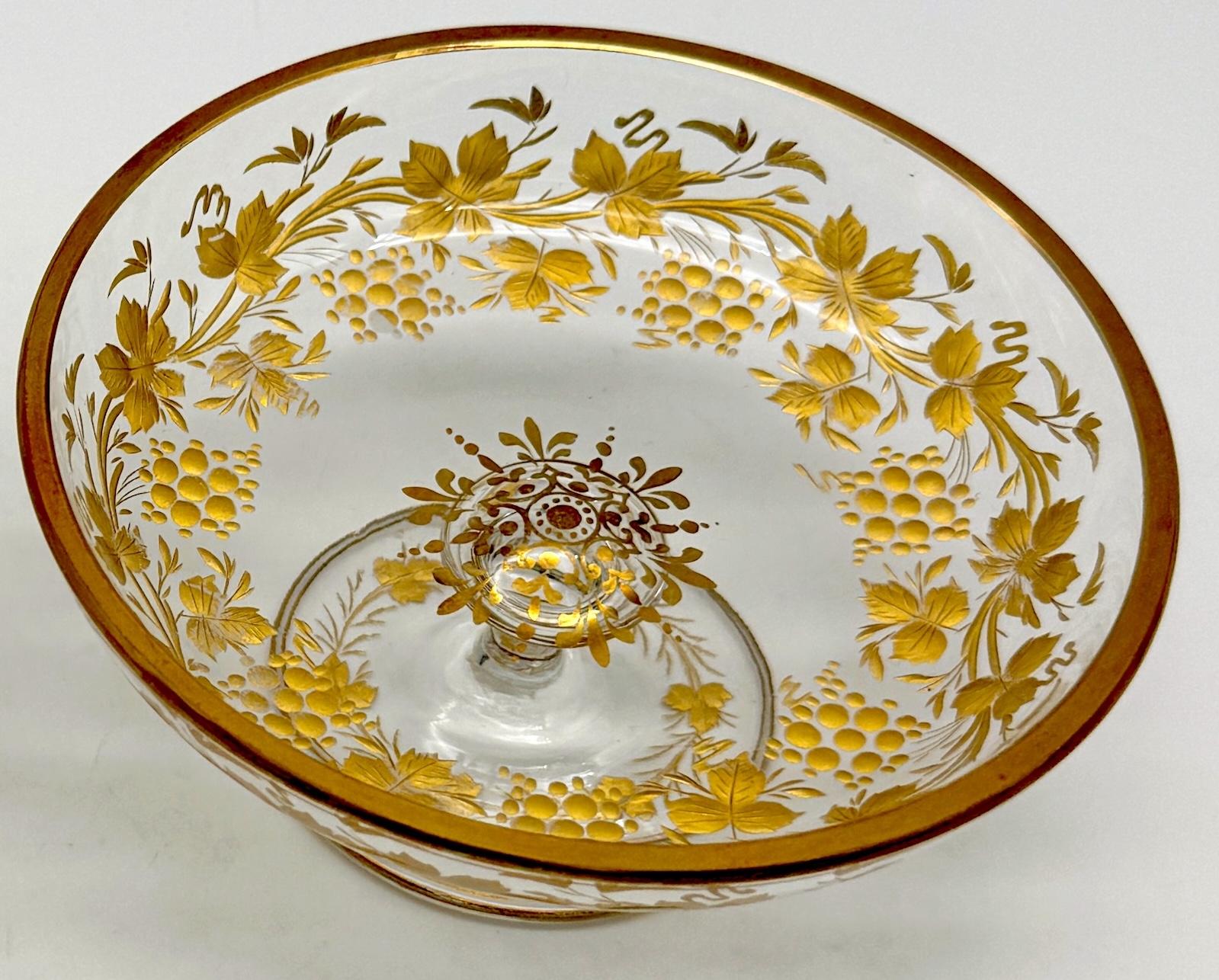 European Pair of Belle Époque Gilt Glass Compotes / Dessert Dishes, circa 1890–1910 For Sale