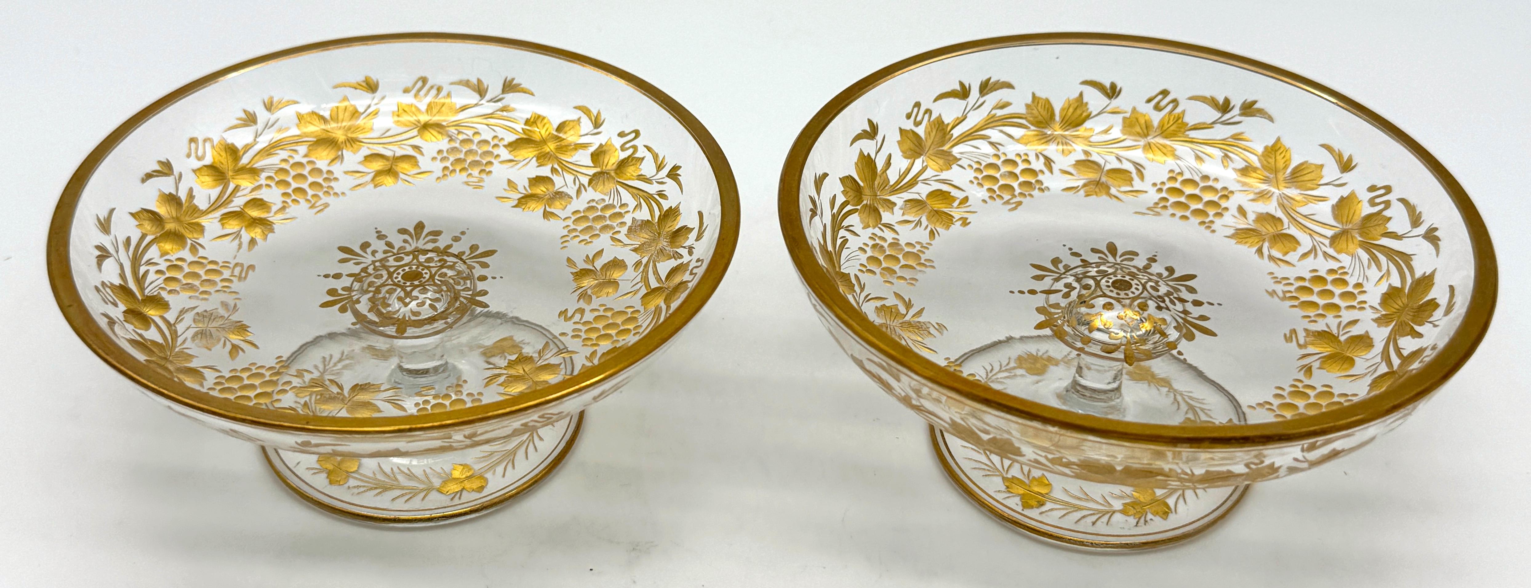 19th Century Pair of Belle Époque Gilt Glass Compotes / Dessert Dishes, circa 1890–1910 For Sale