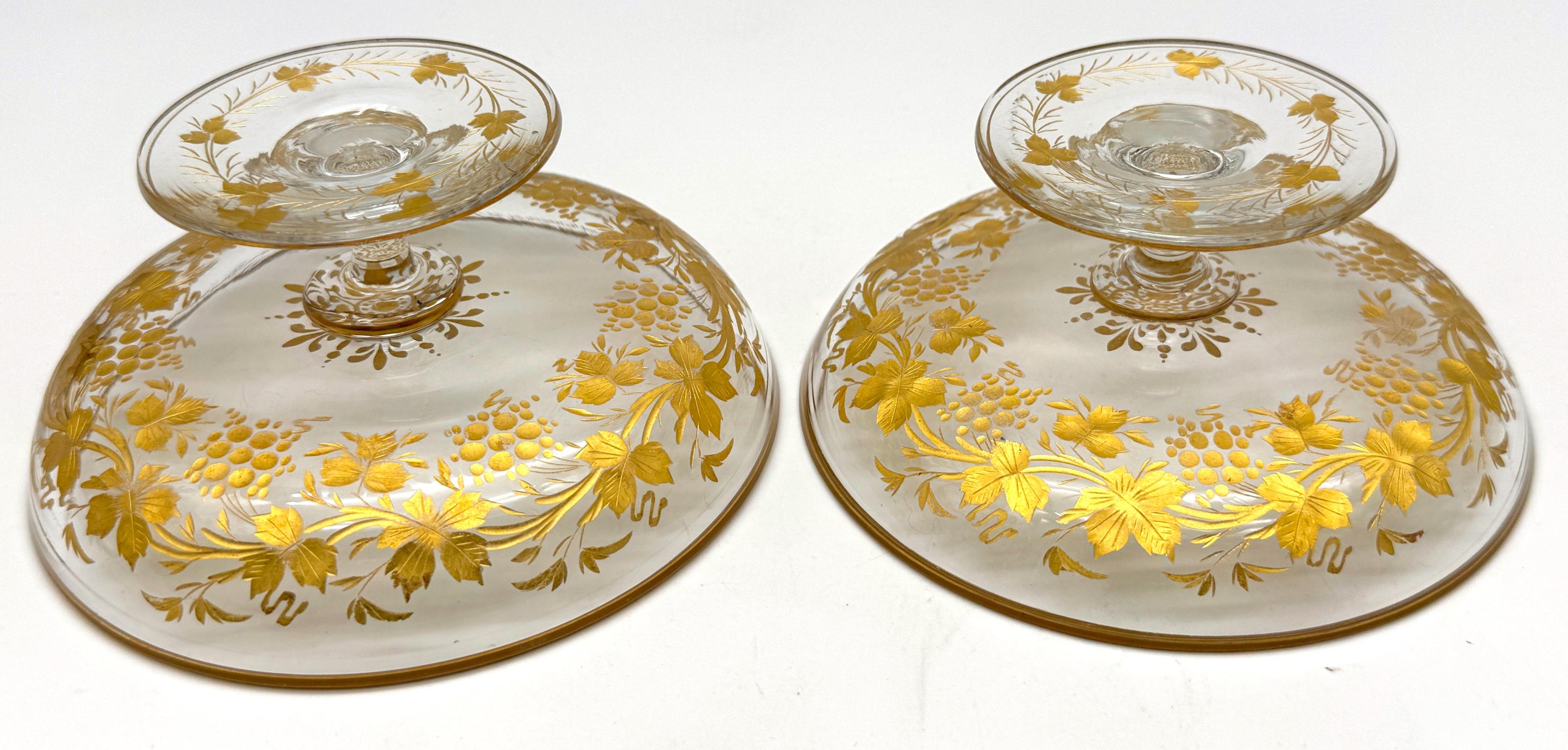 Pair of Belle Époque Gilt Glass Compotes / Dessert Dishes, circa 1890–1910 For Sale 1