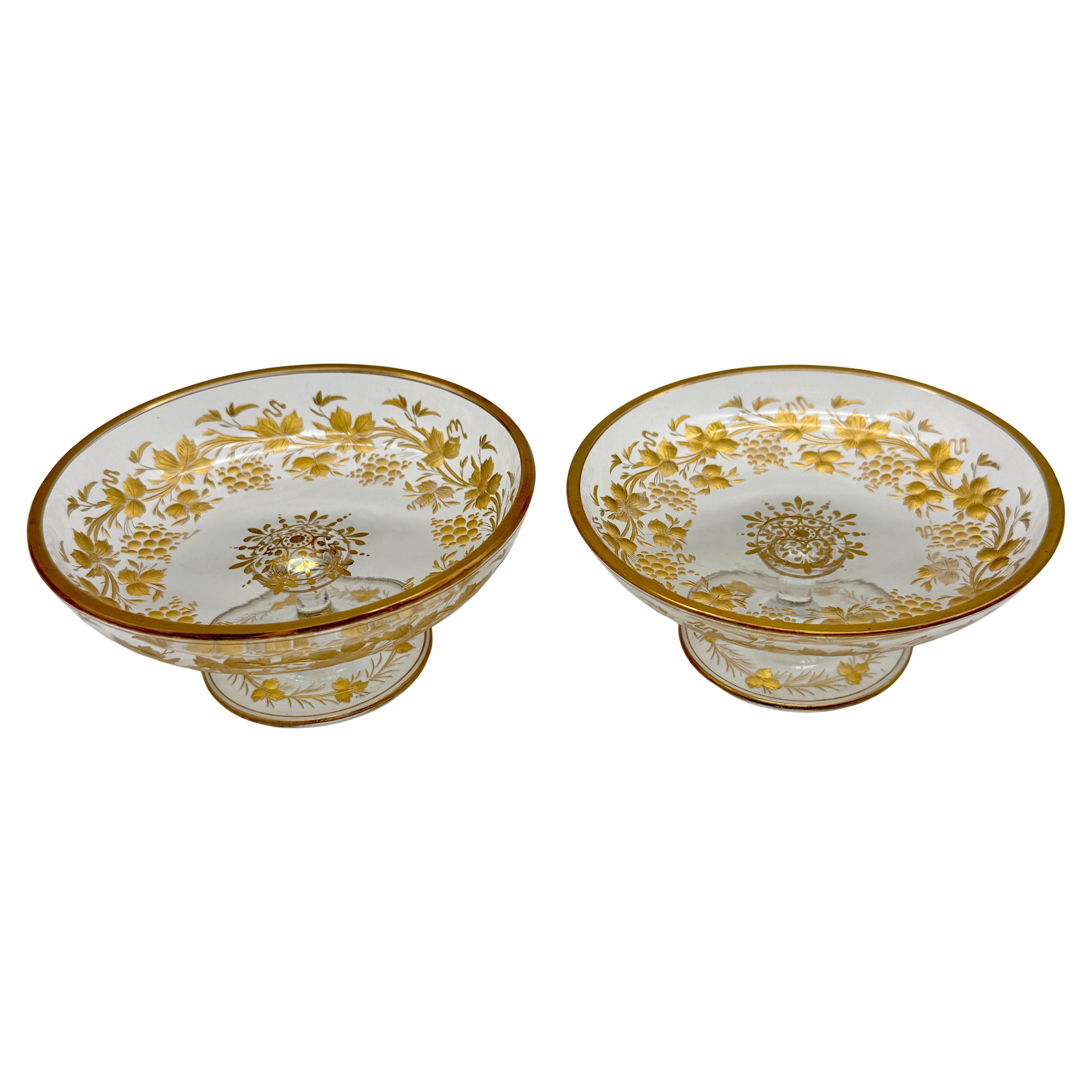 Pair of Belle Époque Gilt Glass Compotes / Dessert Dishes, circa 1890–1910 For Sale
