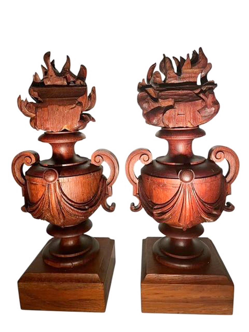Pair of Belle Epoque Swaged Urn-Form Architectural Elements with Flame Finials For Sale 4