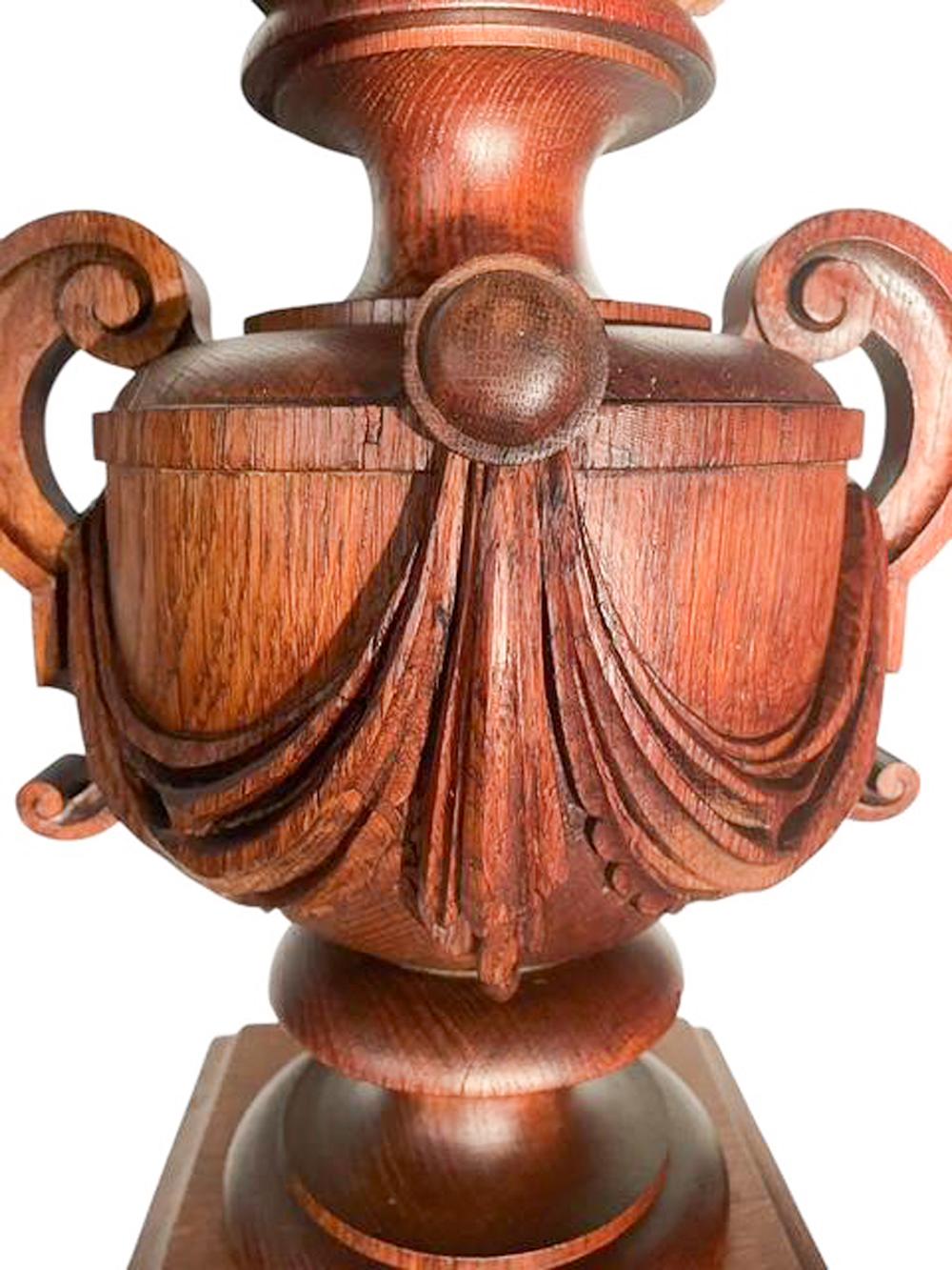 Belle Époque Pair of Belle Epoque Swaged Urn-Form Architectural Elements with Flame Finials For Sale