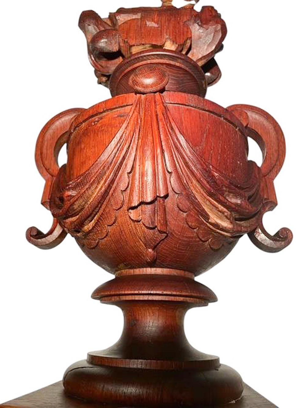 American Pair of Belle Epoque Swaged Urn-Form Architectural Elements with Flame Finials For Sale
