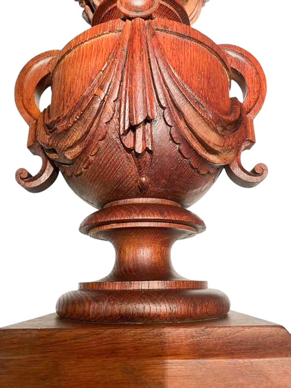 Pair of Belle Epoque Swaged Urn-Form Architectural Elements with Flame Finials In Good Condition For Sale In Chapel Hill, NC