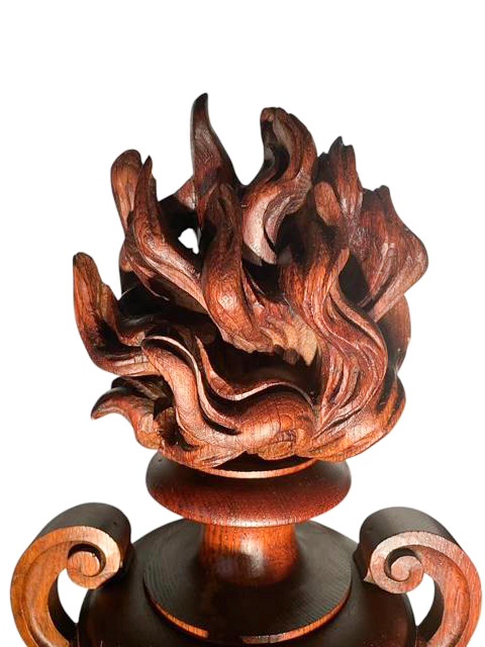 Pair of Belle Epoque Swaged Urn-Form Architectural Elements with Flame Finials For Sale 2