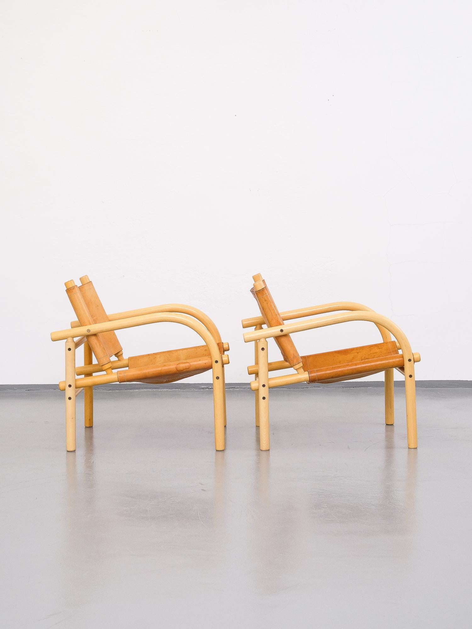 Pair of Ben af Schultén Model 411 Safari Lounge Chairs, Artek, Finland, 1974 1