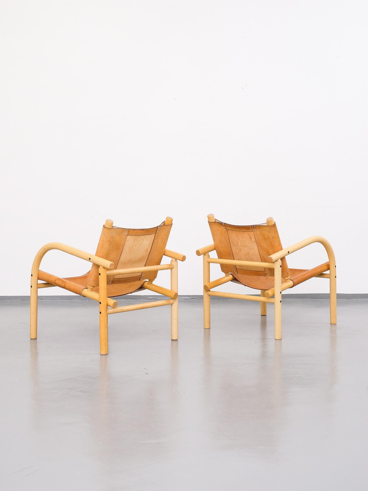 Pair of Ben af Schultén Model 411 Safari Lounge Chairs, Artek, Finland, 1974 4