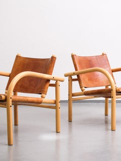 Pair of Ben af Schultén Model 411 Safari Lounge Chairs, Artek, Finland, 1974