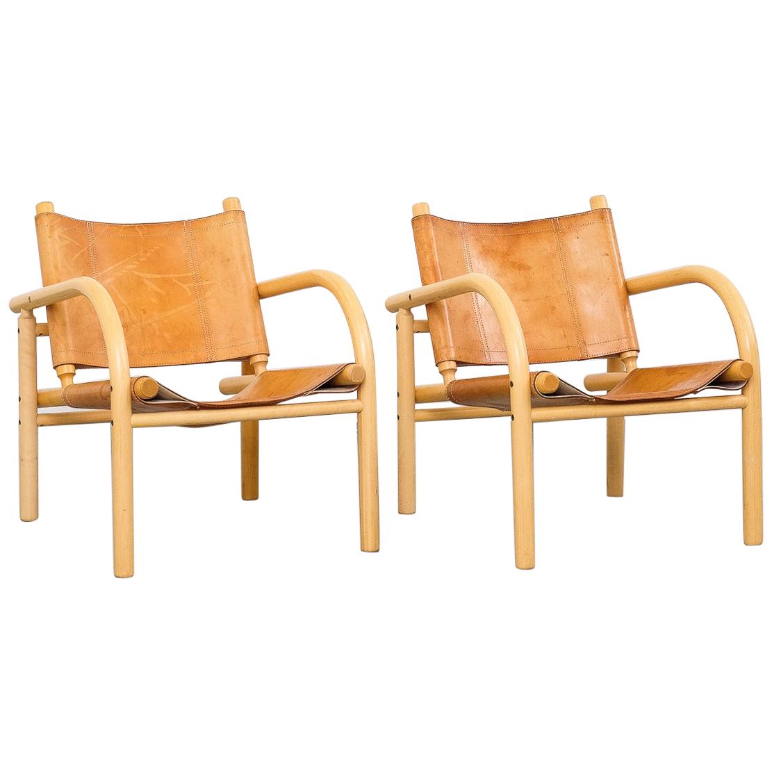 Pair of Ben af Schultén Model 411 Safari Lounge Chairs, Artek, Finland, 1974