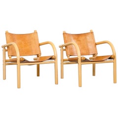 Vintage Pair of Ben af Schultén Model 411 Safari Lounge Chairs, Artek, Finland, 1974