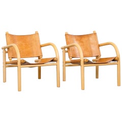 Pair of Ben af Schultén Model 411 Safari Lounge Chairs, Artek, Finland, 1974