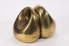 Coppia di fermalibri a forma di orbita placcati in ottone di Ben Seibel, anni '50