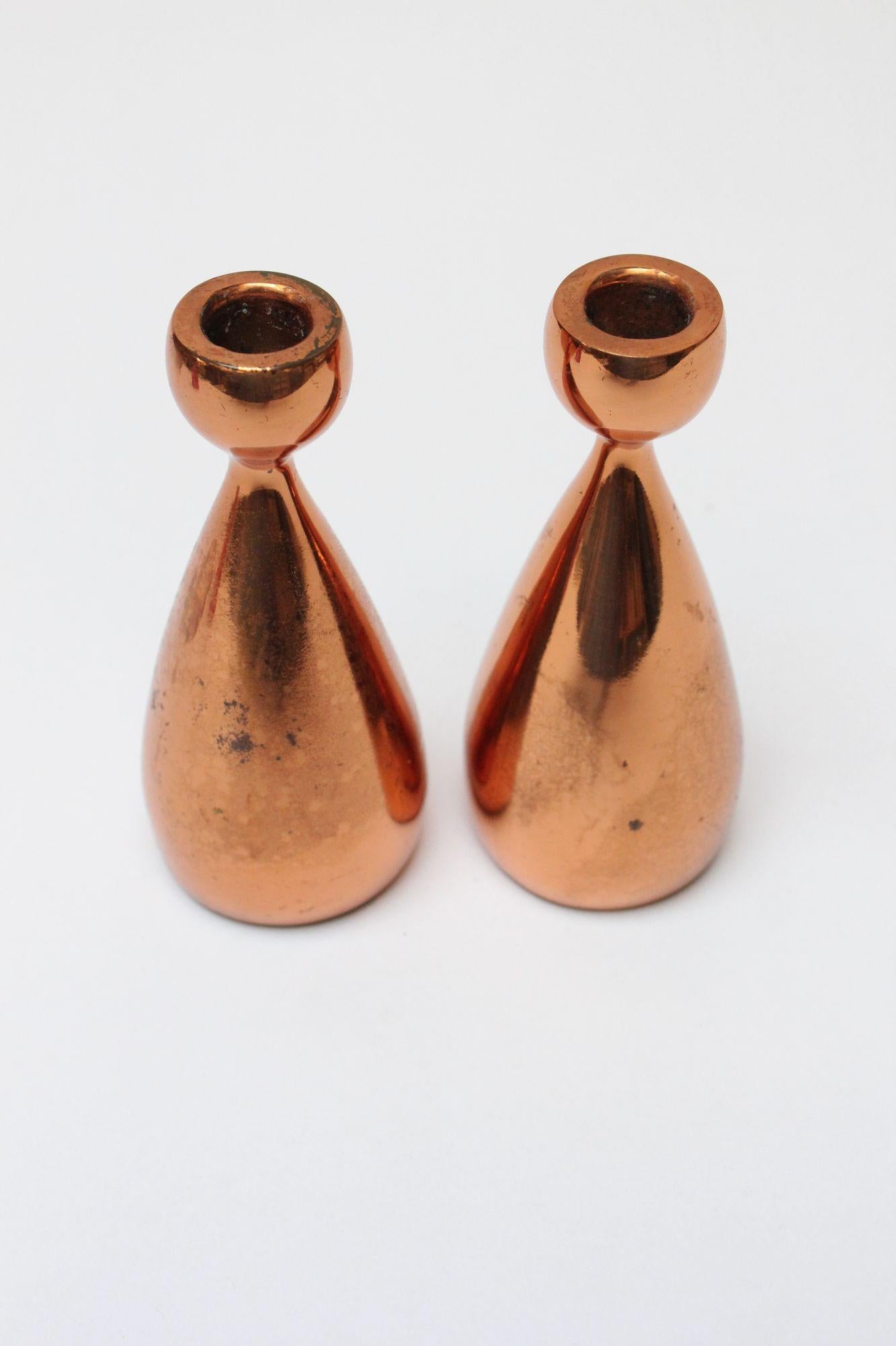 Mid-Century Modern Pair of Ben Seibel for Jenfredware Copper Candlesticks