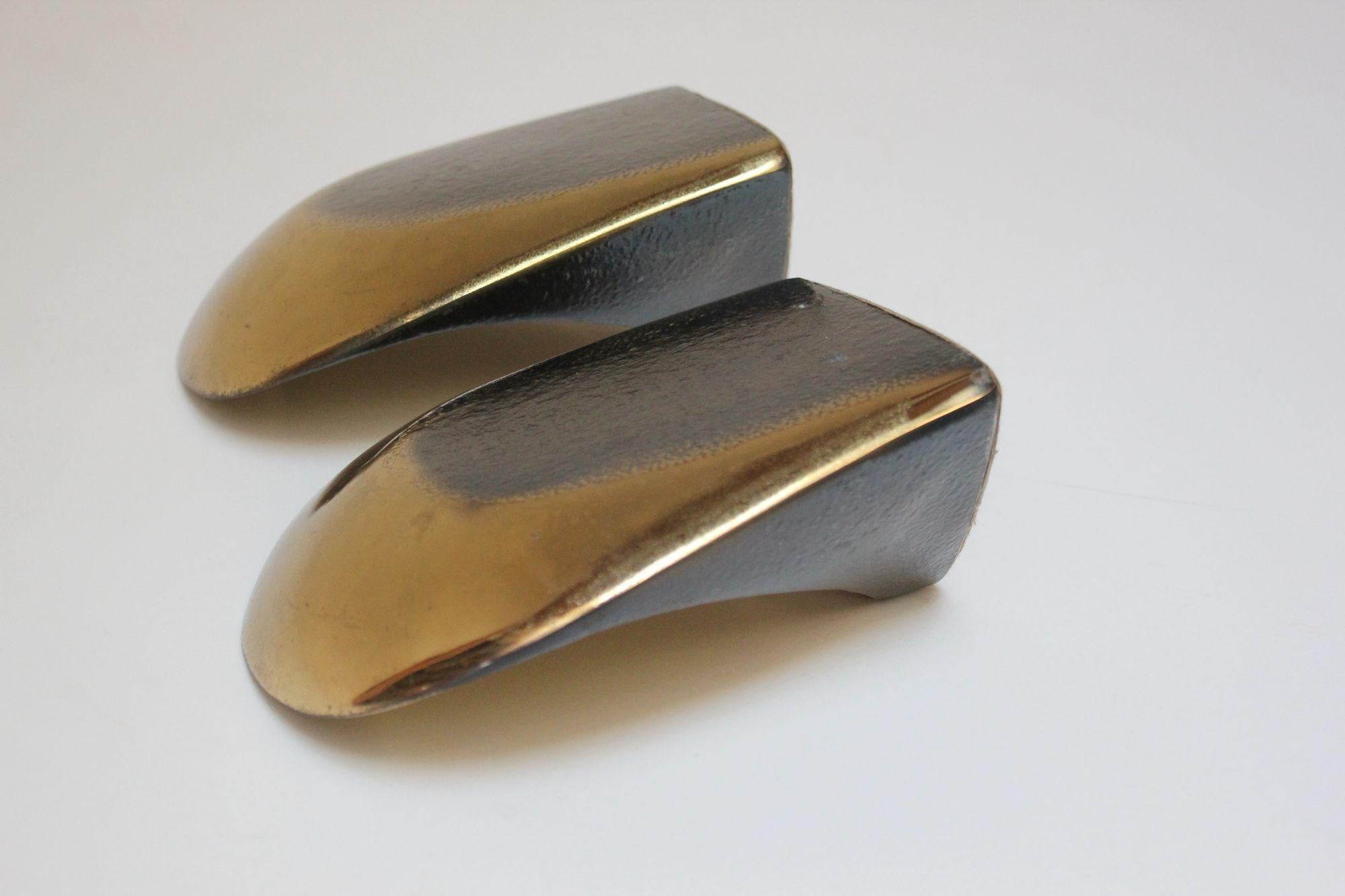 Pair of Ben Seibel for Jenfredware Sculptural Two Tone Brass Bookends For Sale 5