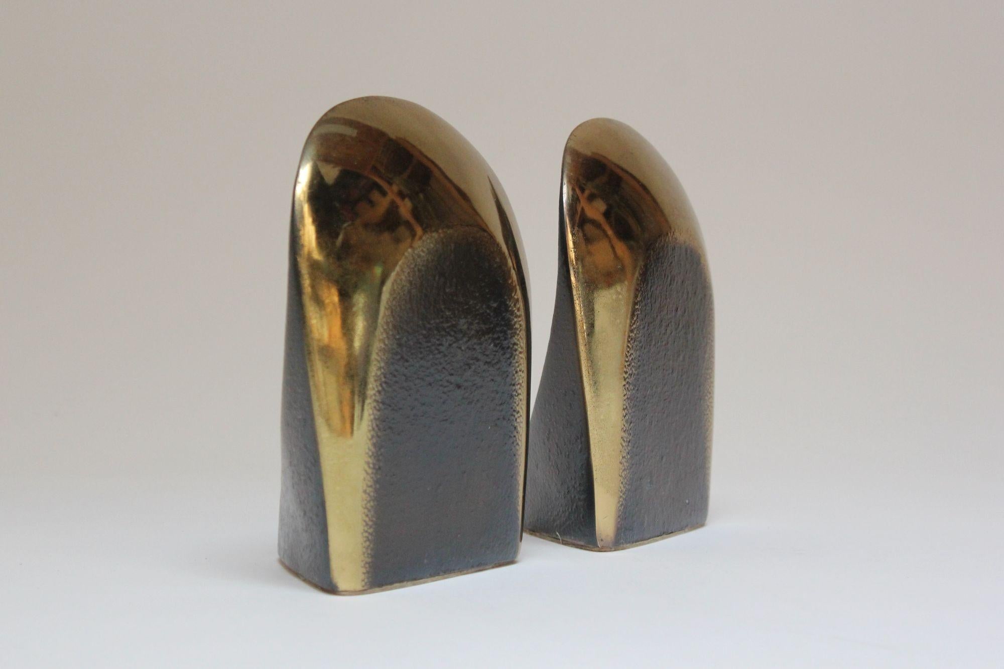 Pair of Ben Seibel for Jenfredware Sculptural Two Tone Brass Bookends For Sale 13
