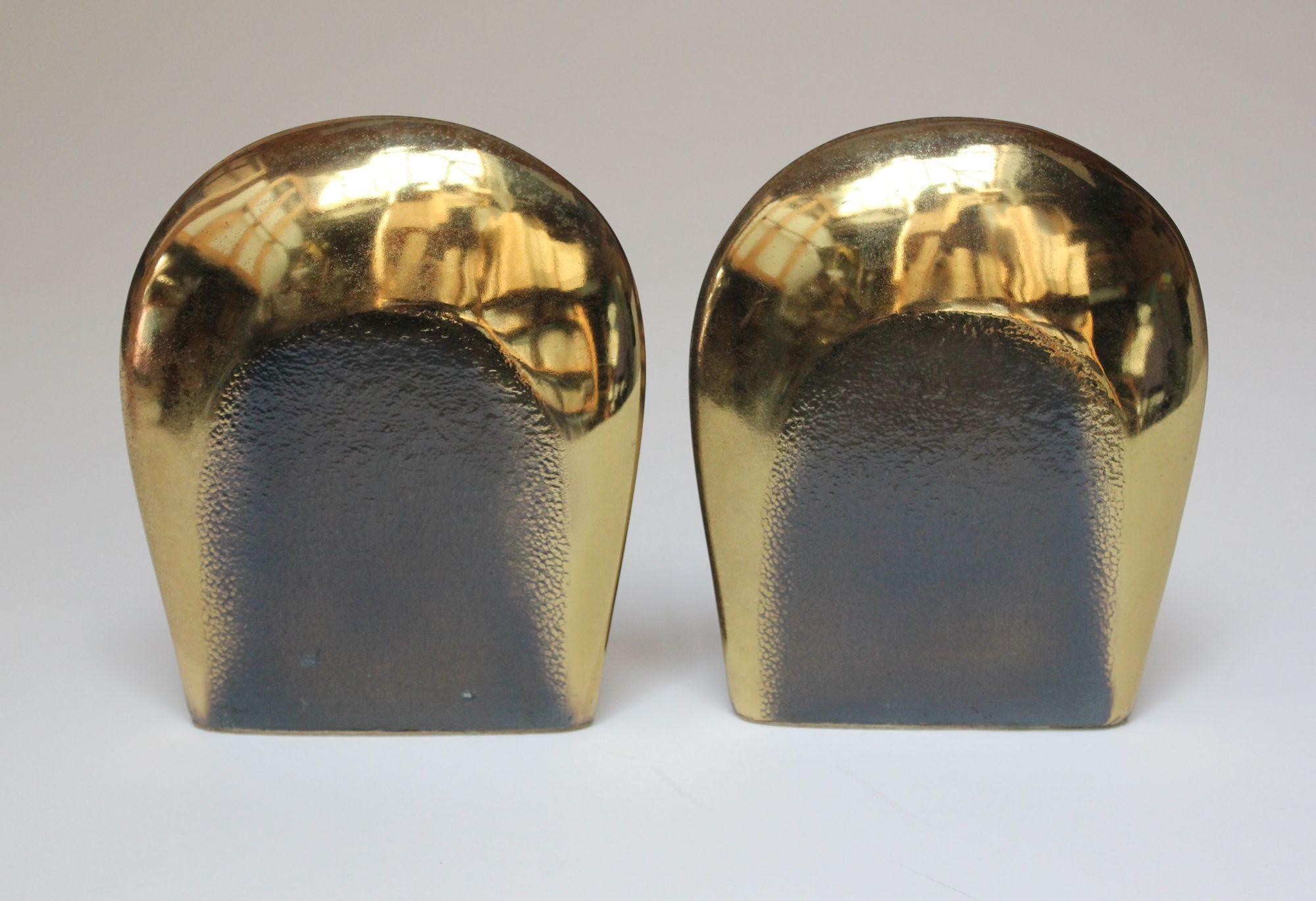 Pair of Ben Seibel for Jenfredware Sculptural Two Tone Brass Bookends In Good Condition For Sale In Brooklyn, NY