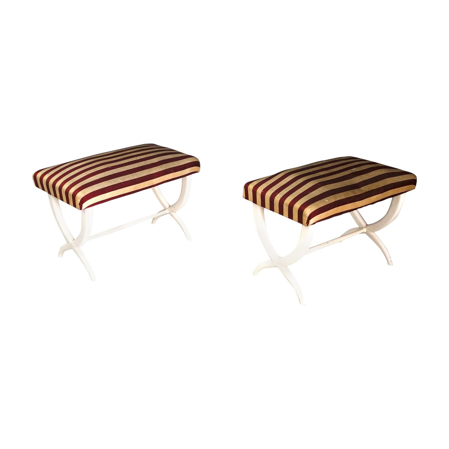 Pair of Bench Midcentury Gio Ponti and Tomaso Buzzi in Hardwood, 1930s-1940s