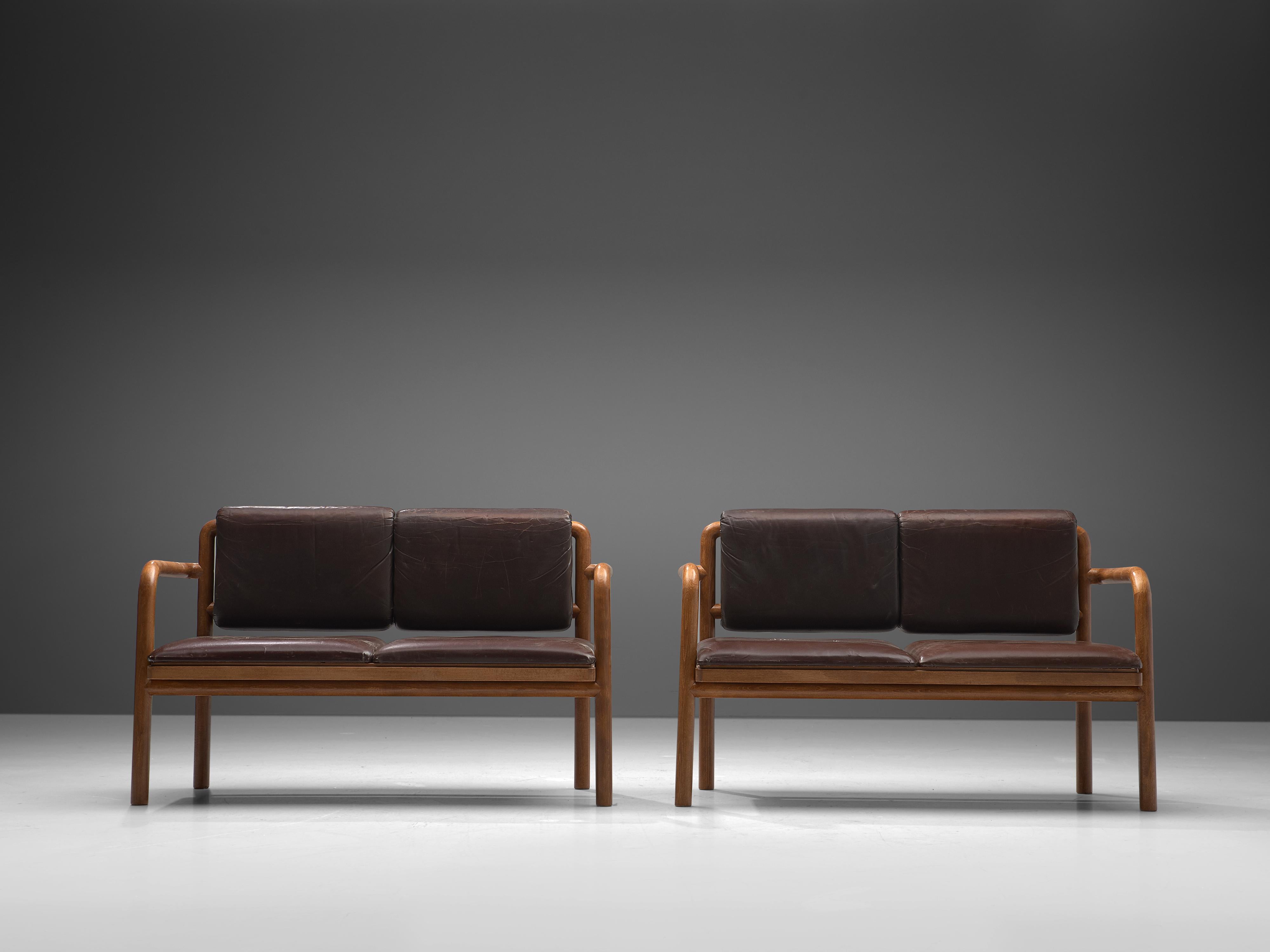 TON, benches, bentwood, faux leather, Czech Republic, 1960s

These benches are manufactured by TON in the 1960s. The benches have a circular bentwood frame with striking round forms. Seat and backrest are upholstered in brown leatherette.  

TON was