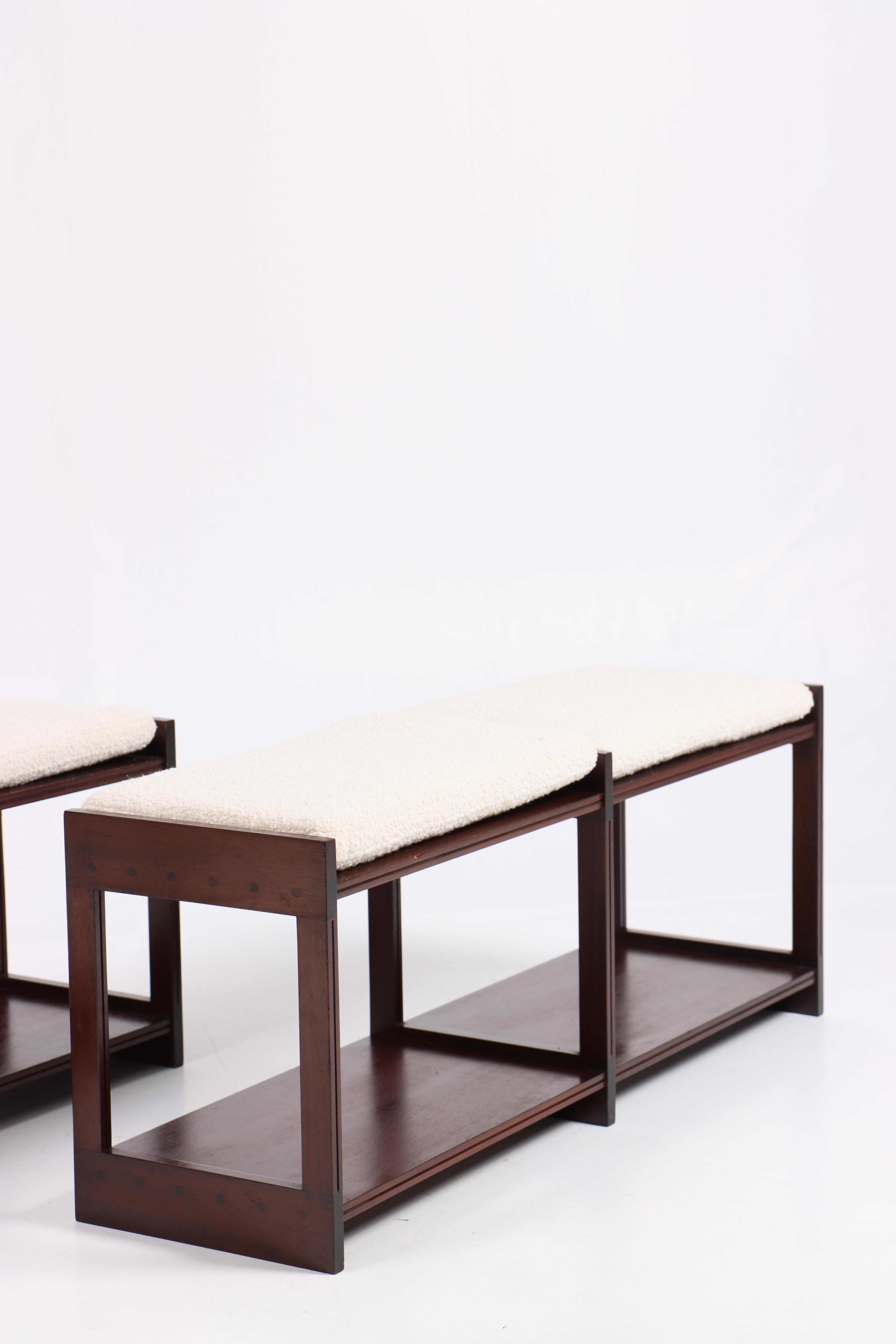 Bouclé Pair of Benches Designed by Grethe Jalk, 1960s For Sale