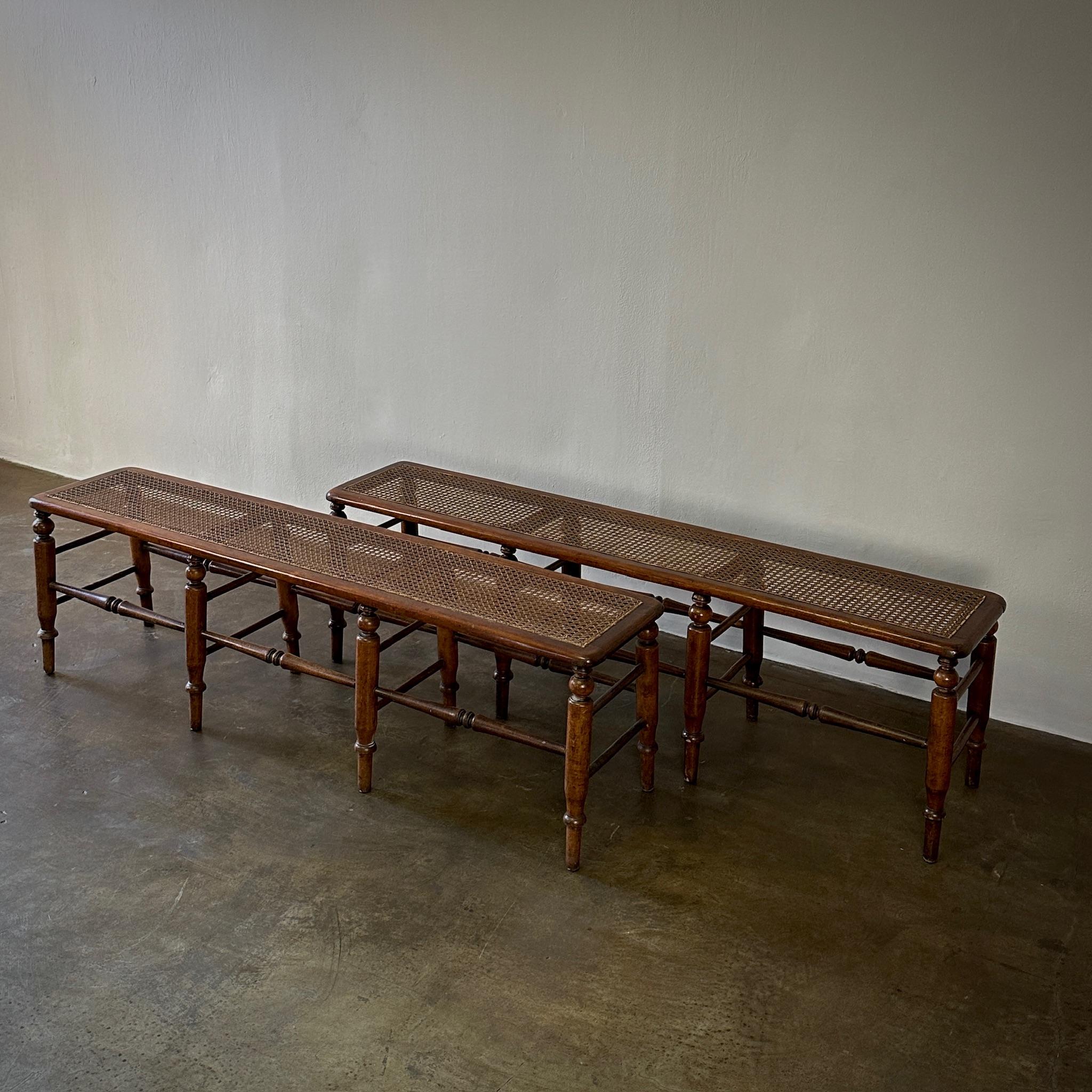 Wood Pair of Benches For Sale