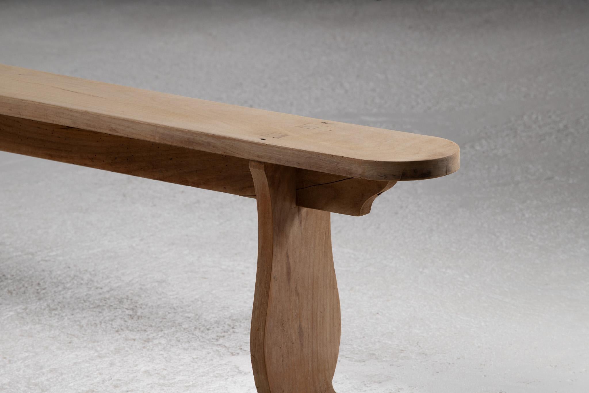 Pair of Benches in Carved Oak, France, 1940s For Sale 5