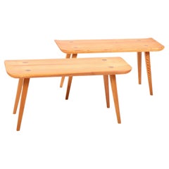 Pair of Benches in Solid Pine by Carl Malmsten, 1960s