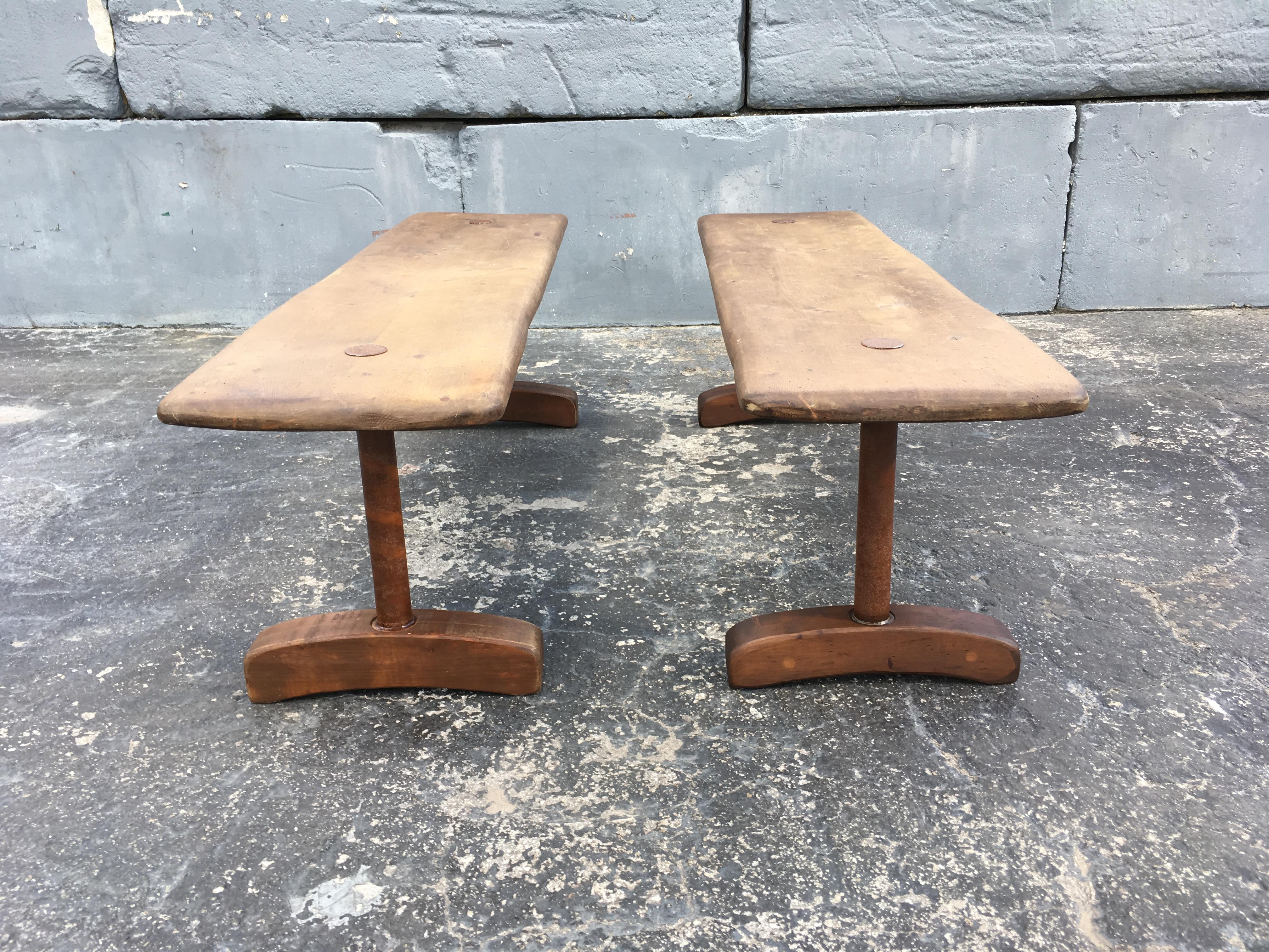 Great pair of benches with an industrial or farm look. Ready for a new home.